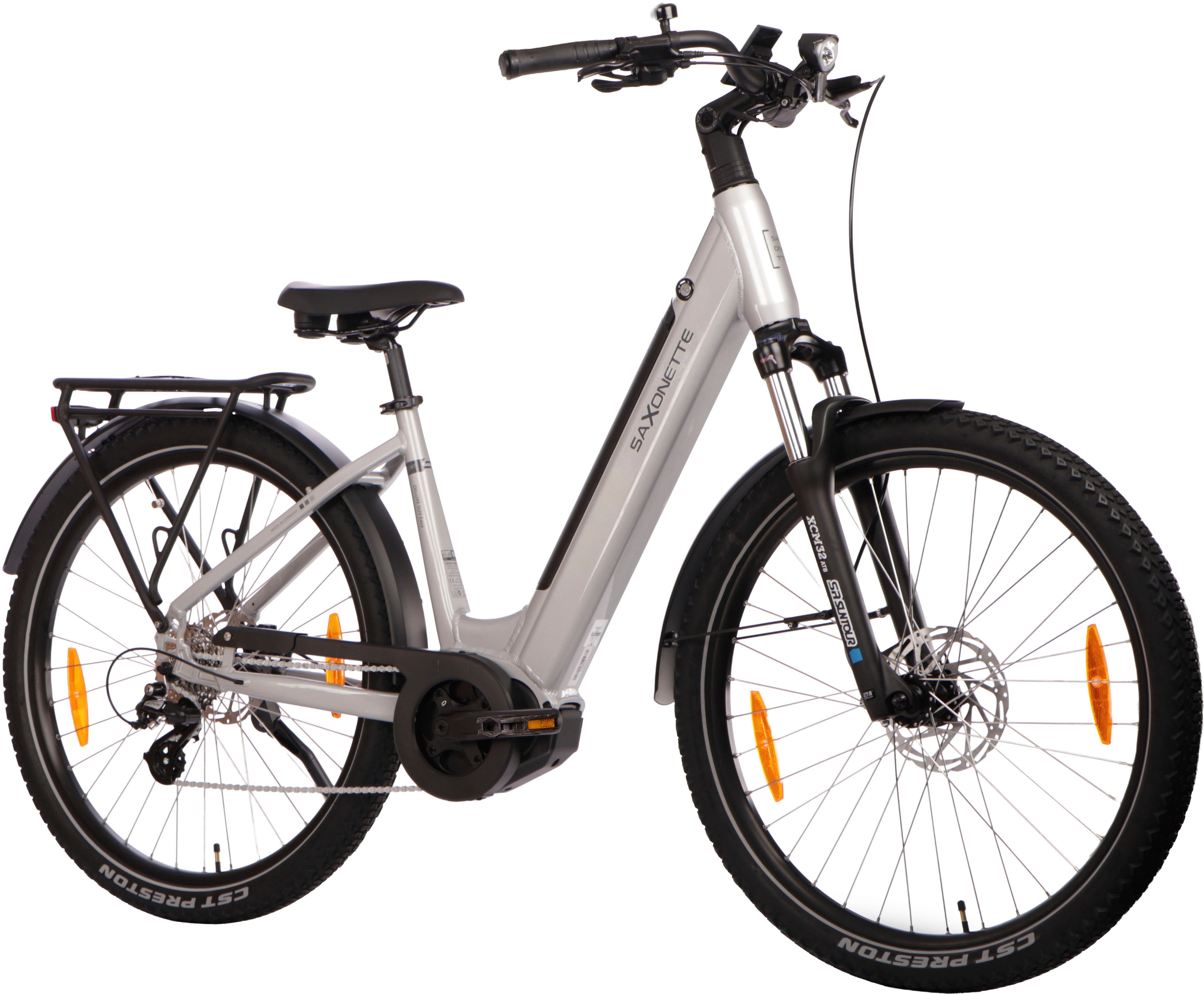 SAXONETTE E-Bike Trekkingrad SAXONETTE Trekkingrad Deluxe SUV easy (Wave), 8 Gang Shimano ALTUS-8 Gänge Schaltwerk, Kettenschaltung, Mittelmotor, 522 Wh, (Packung), (mit integr. Akku), Elektrofahrrad für Damen u. Herren
