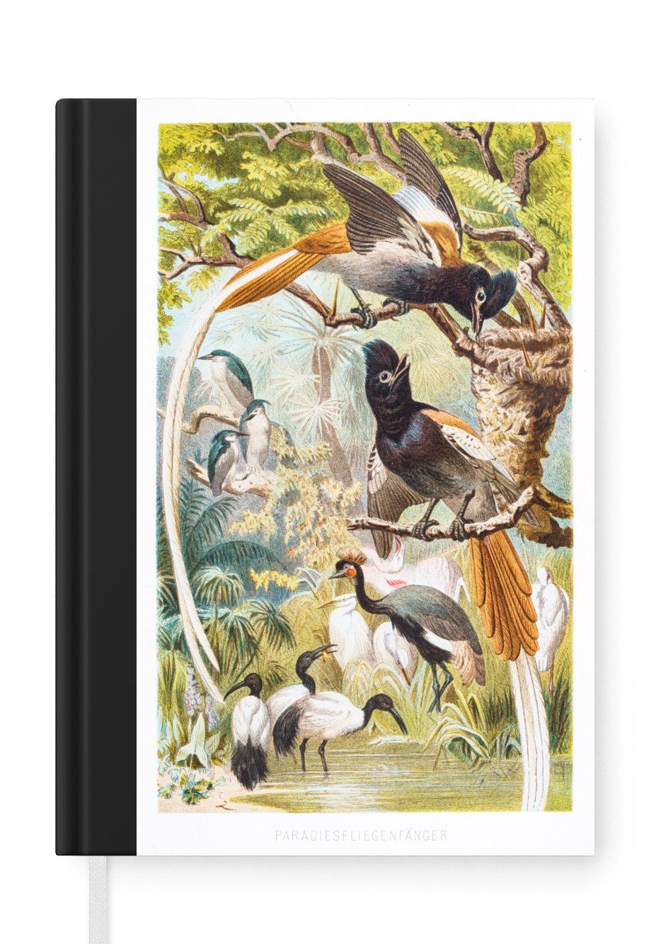 MuchoWow Notizbuch Antike Vogeldrucke Familie, Journal, Merkzettel, Tagebuch, Notizheft, A5, 98 Seiten, Haushaltsbuch