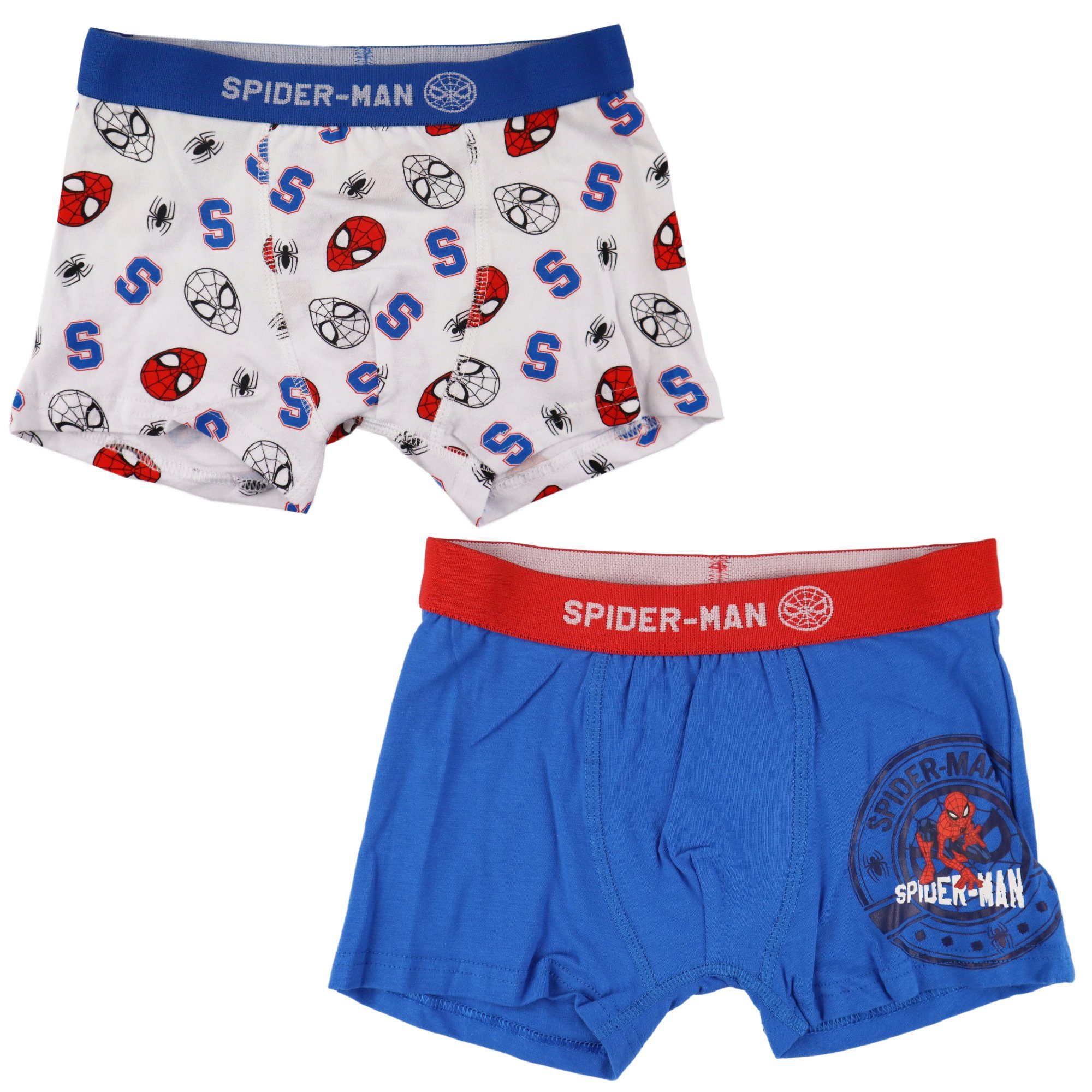 MARVEL Boxershorts Spiderman Kinder Jungen Boxershorts Unterhose 2er Pack Gr. 104 bis 134 | Boxer weit