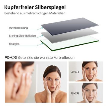 EMKE Badspiegel Badspiegel mit Beleuchtung Rund Badezimmerspiegel mit schwarzem Rahmen, mit Intelligenter Touchschalter, schwarzem Rahmen Φ 50-80cm