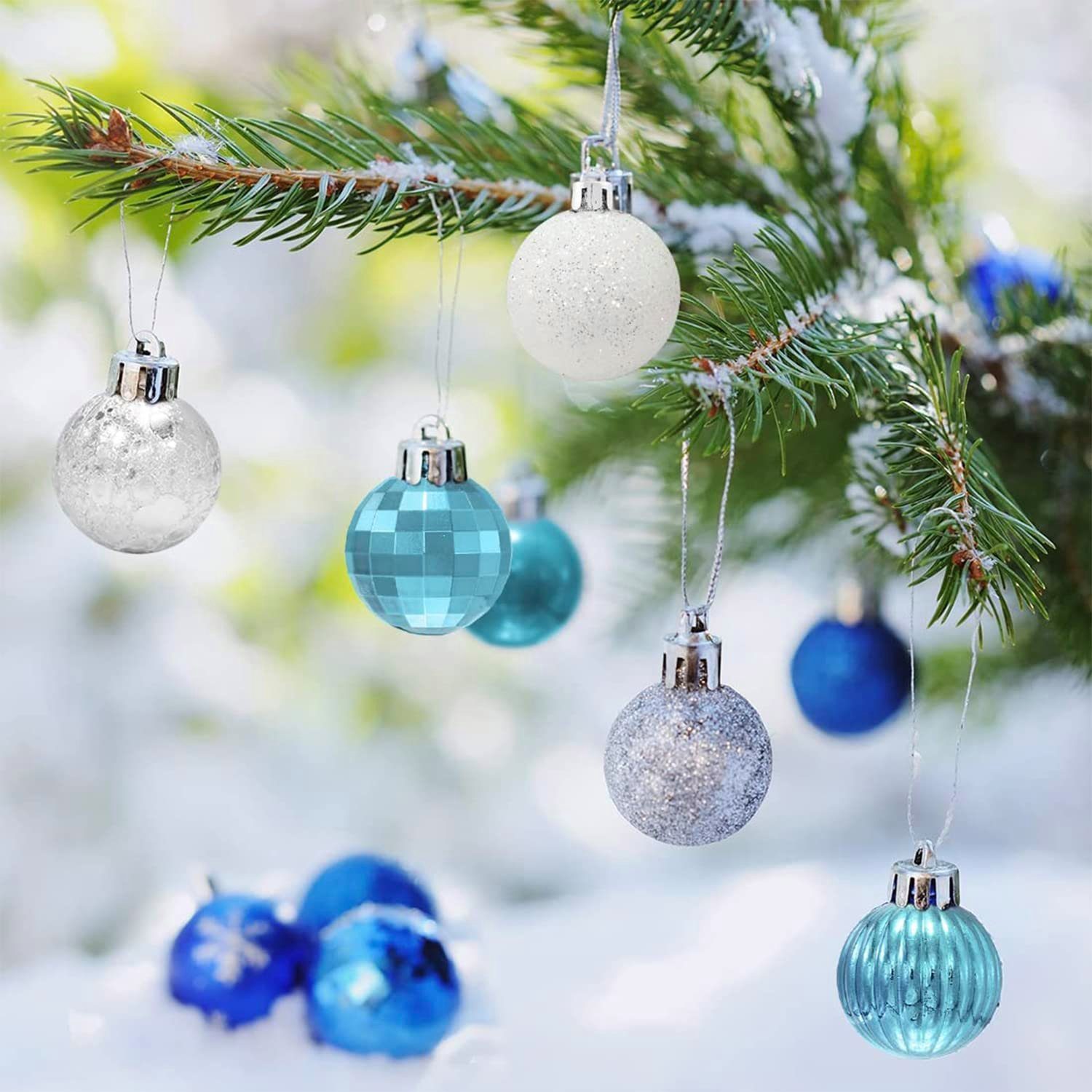 Coonoor Weihnachtsbaumkugel 3cm Weihnachtskugel, Set blau Christbaumschmuck 30er