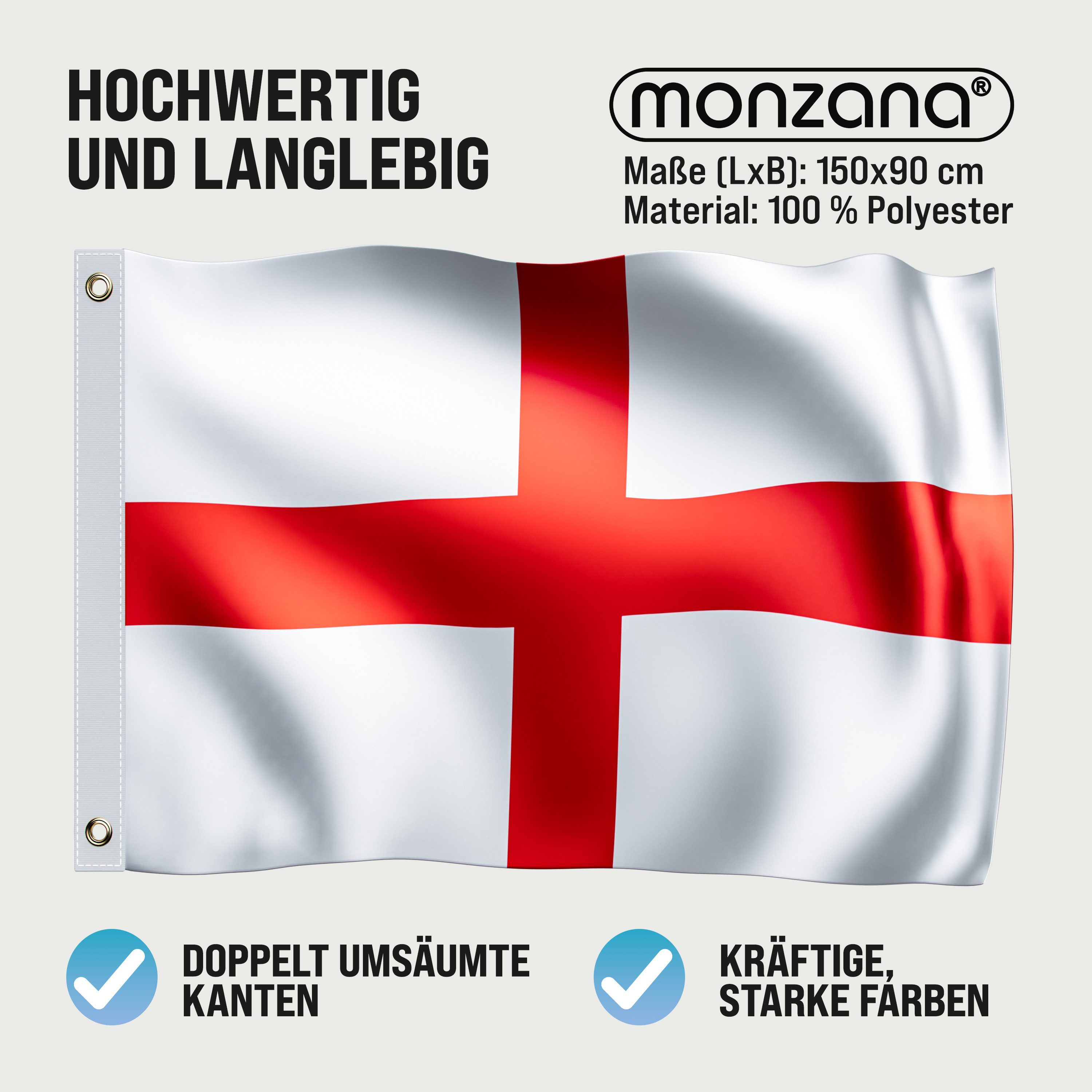 monzana Fahne, Flagge 150x90cm Metallösen strapazierfähig Fahne 100% Polyester
