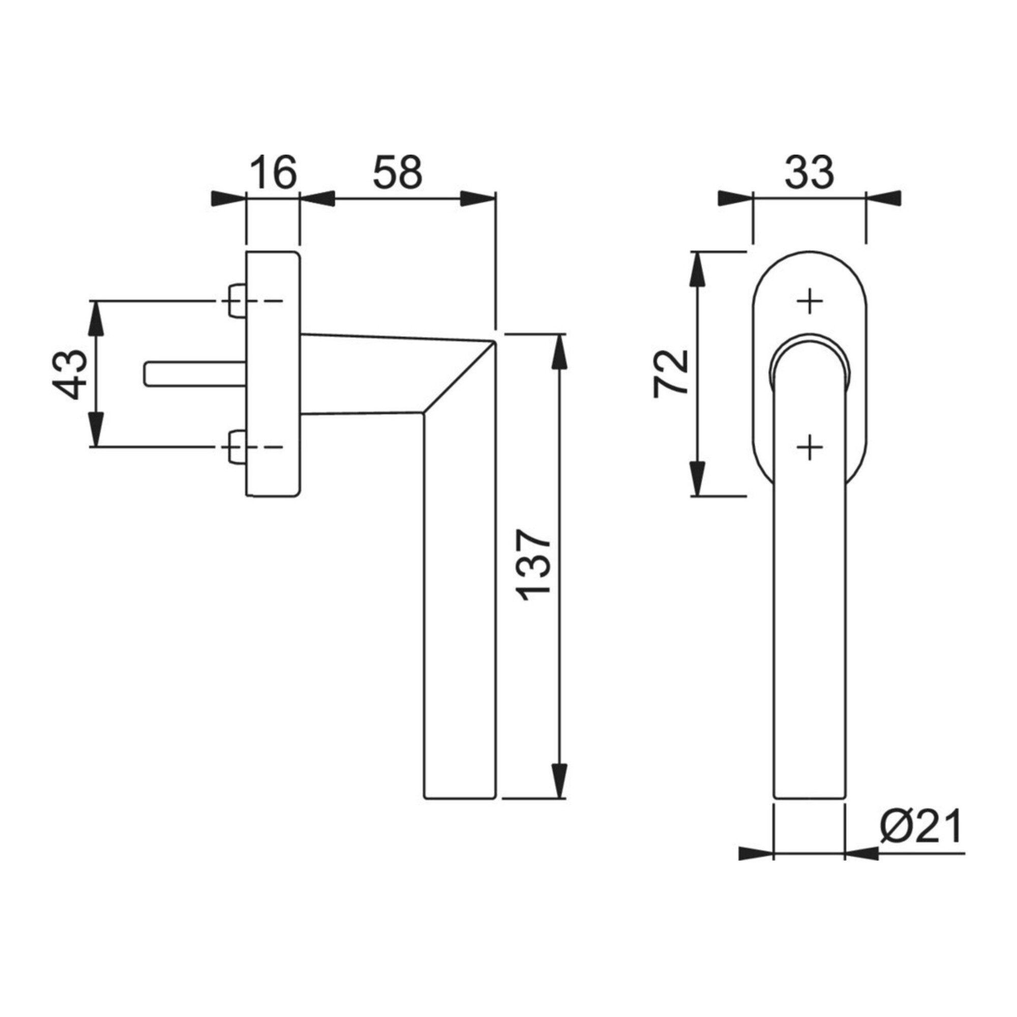 HOPPE Fenstergriff Hoppe Fenstergriff Ams.0400/US956 Alu.F1 32-42mm Secustik®/VarioFit®