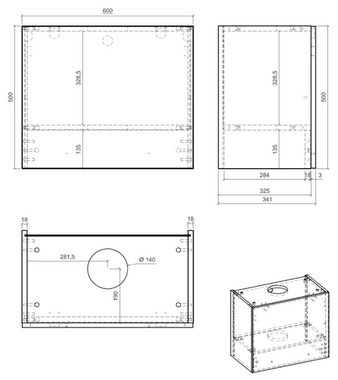 Feldmann-Wohnen Klapphängeschrank Tivoli (Tivoli, 1-St) 60cm Front- und Korpusfarbe wählbar 1-türig