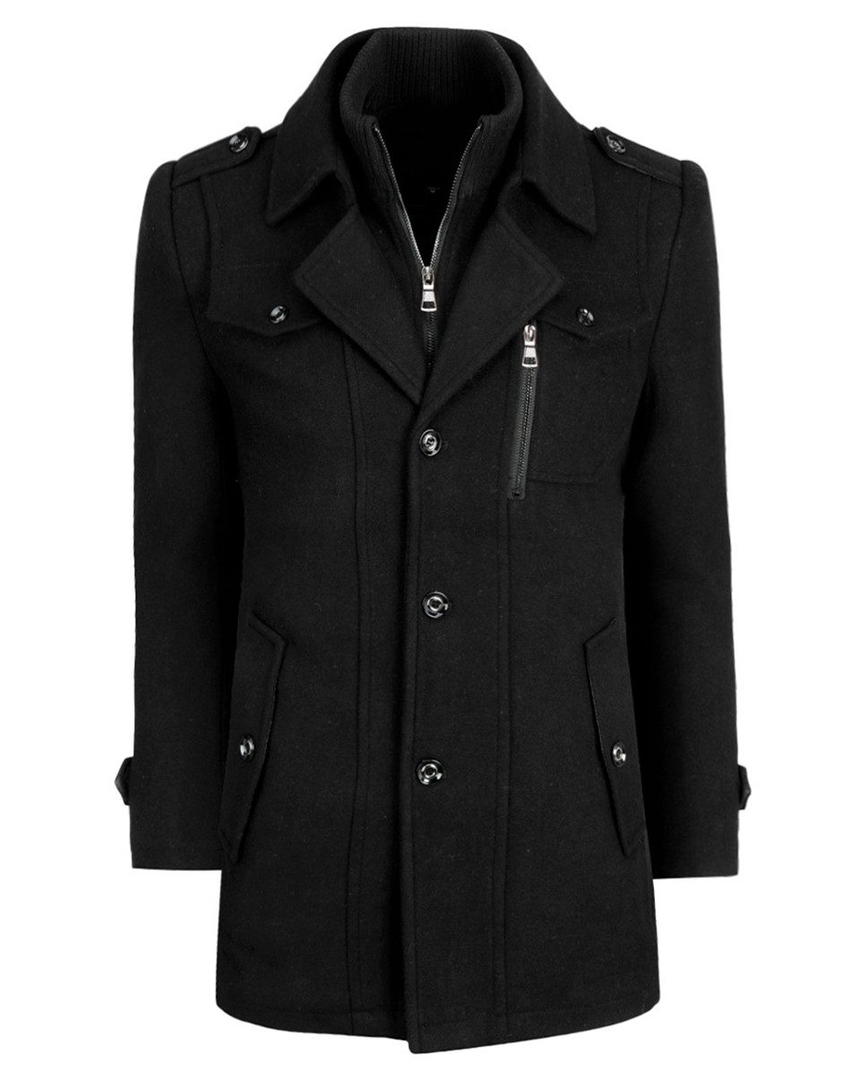 Allthemen Kurzmantel mit Doppelkragen Herren Wintermantel warmer Doppelkrag günstig online kaufen