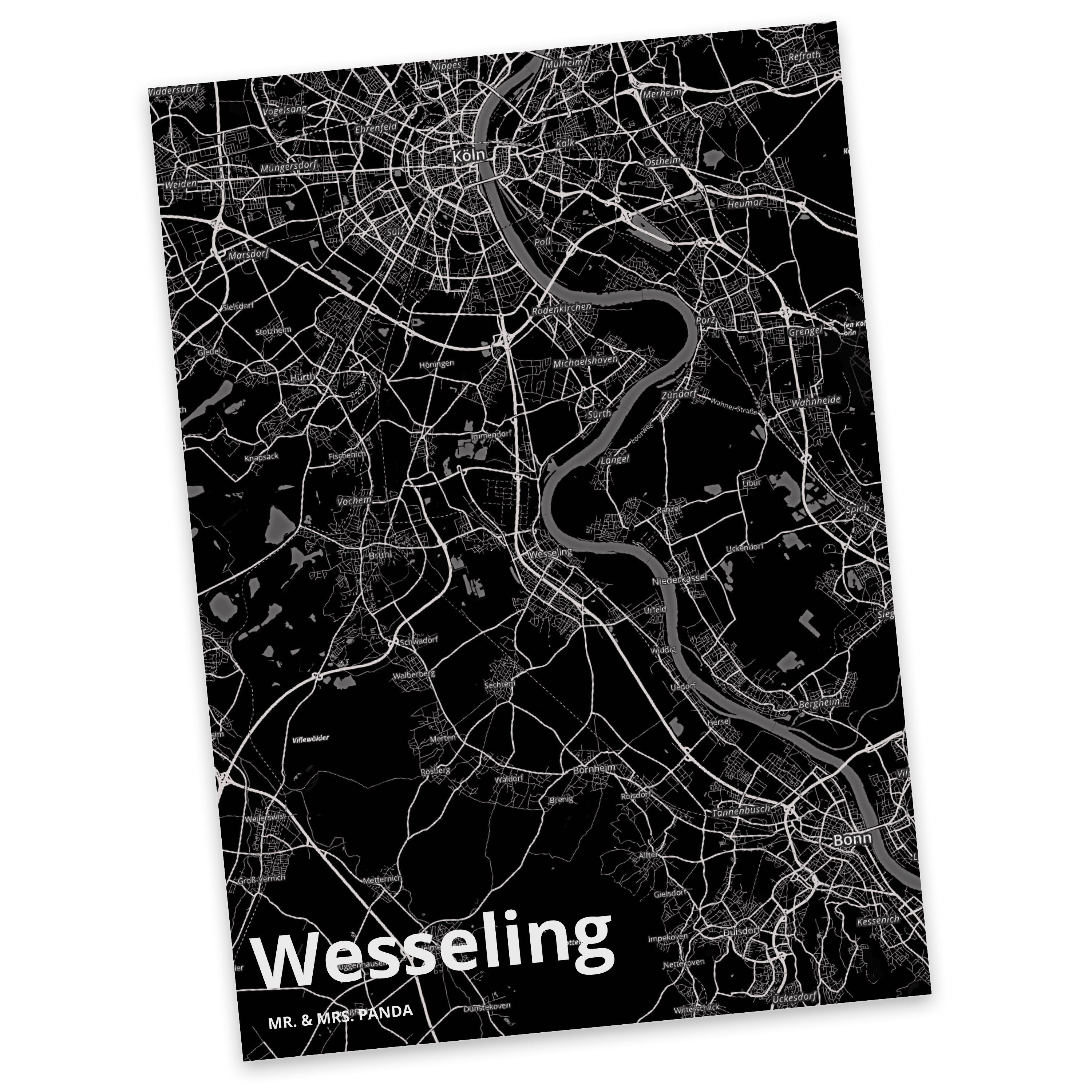 Mr. & Mrs. Panda Postkarte Wesseling - Geschenk, Grußkarte, Stadt Dorf Karte Landkarte Map Stadt