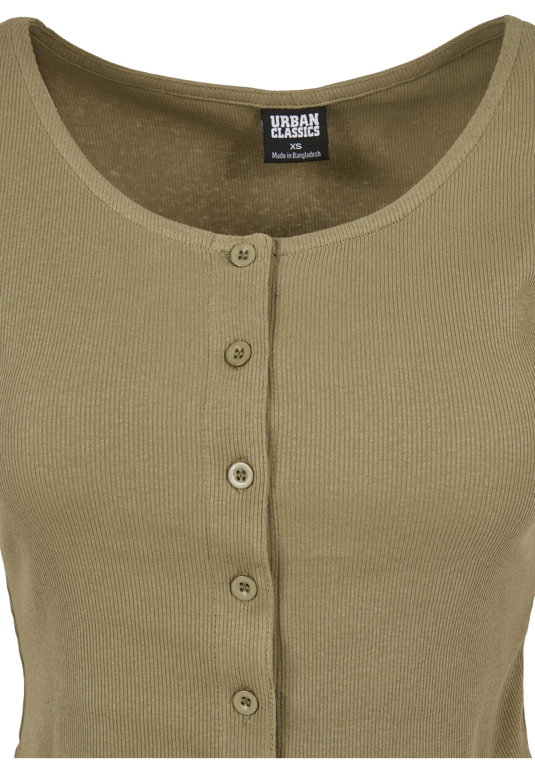 URBAN CLASSICS Kurzarmshirt Urban Classics Damen Ladies Cropped Button Up Rib Tee (1-tlg)