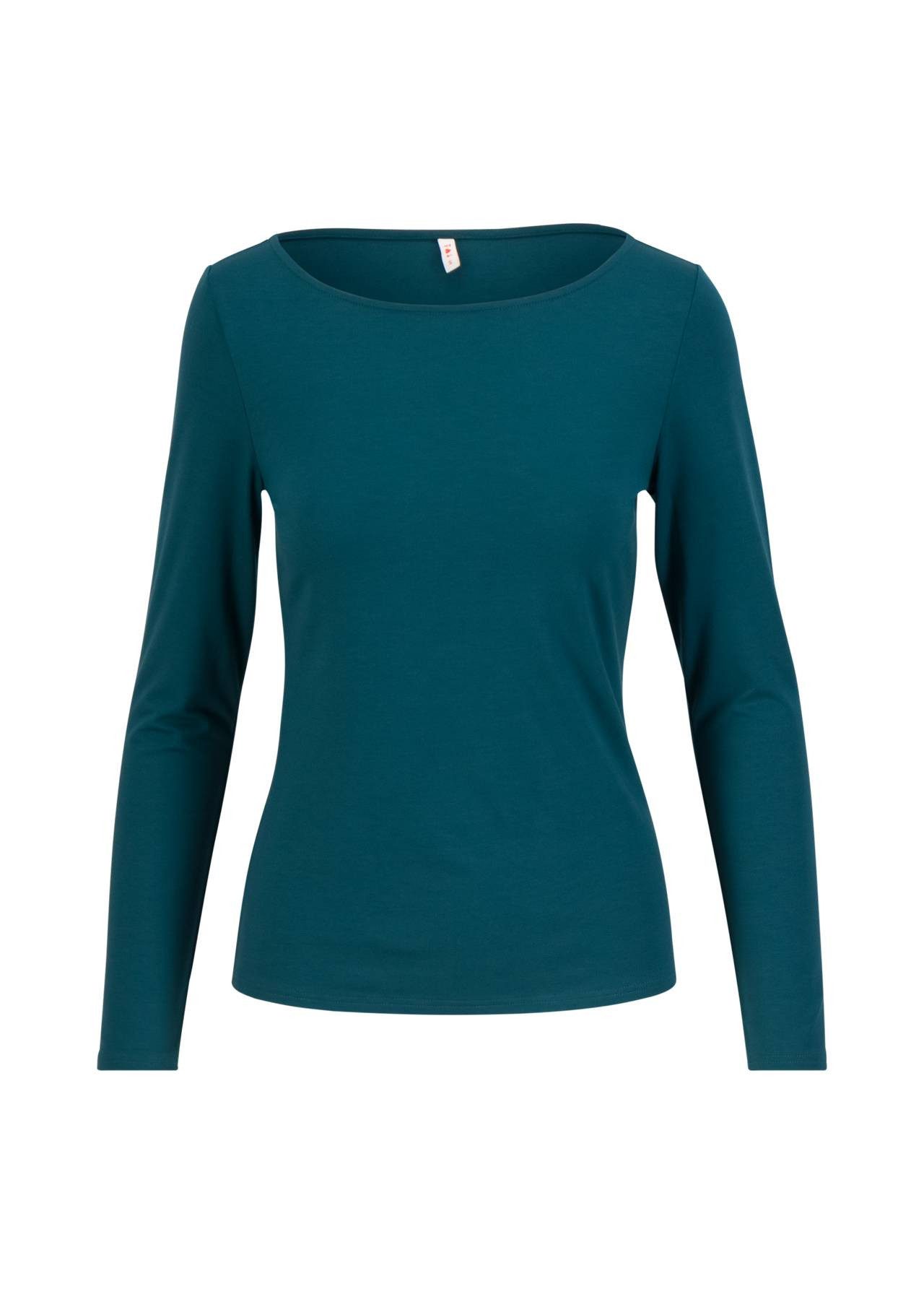 Blutsgeschwister Langarmshirt - Weiches Viskose-Langarmshirt mit U-Boot-Ausschnitt für Damen Langarmshirt mit U-Boot-Ausschnitt und überschnittenen Schultern