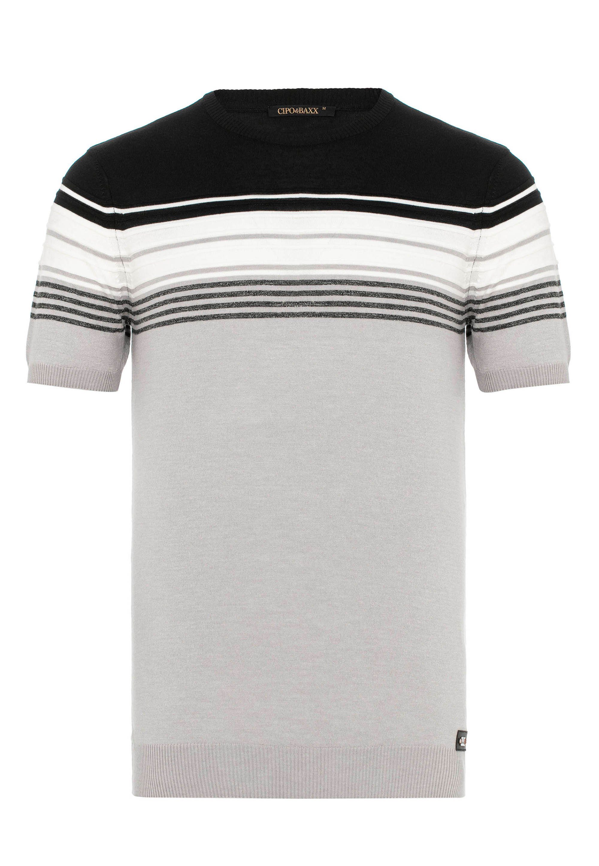 grau Streifenmuster & Baxx modischem mit T-Shirt Cipo
