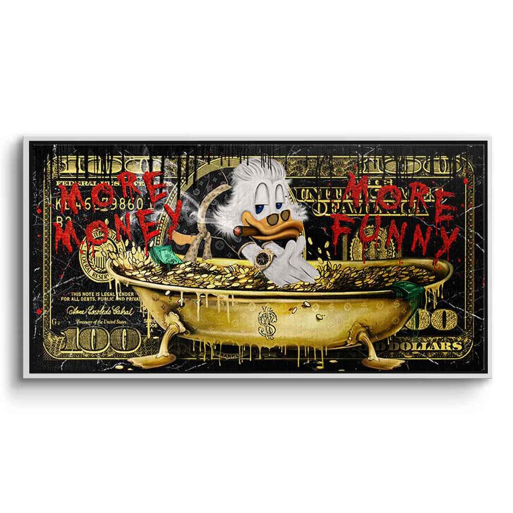DOTCOMCANVAS® Leinwandbild More money duck 2.0, Leinwandbild More Money Duck 2.0 Comic Cartoon Wandbild Kunstdruck