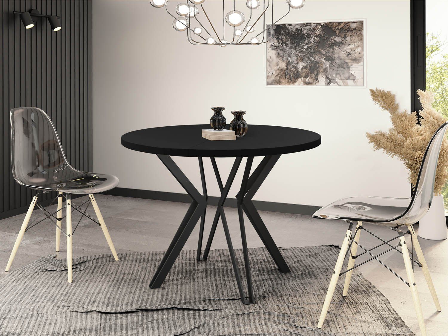 WFL GROUP Esstisch Revena (erhältlich in zwei Größen – 100/120 cm, ausziehbar auf 180/200 cm), platzsparender Tisch für Küche, Esszimmer oder Wohnzimmer