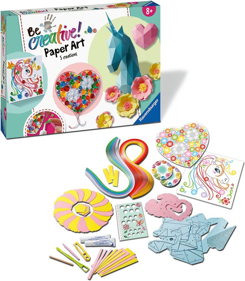 Ravensburger Kreativset Paper Art Flowers & Unicorn, Made in Europe