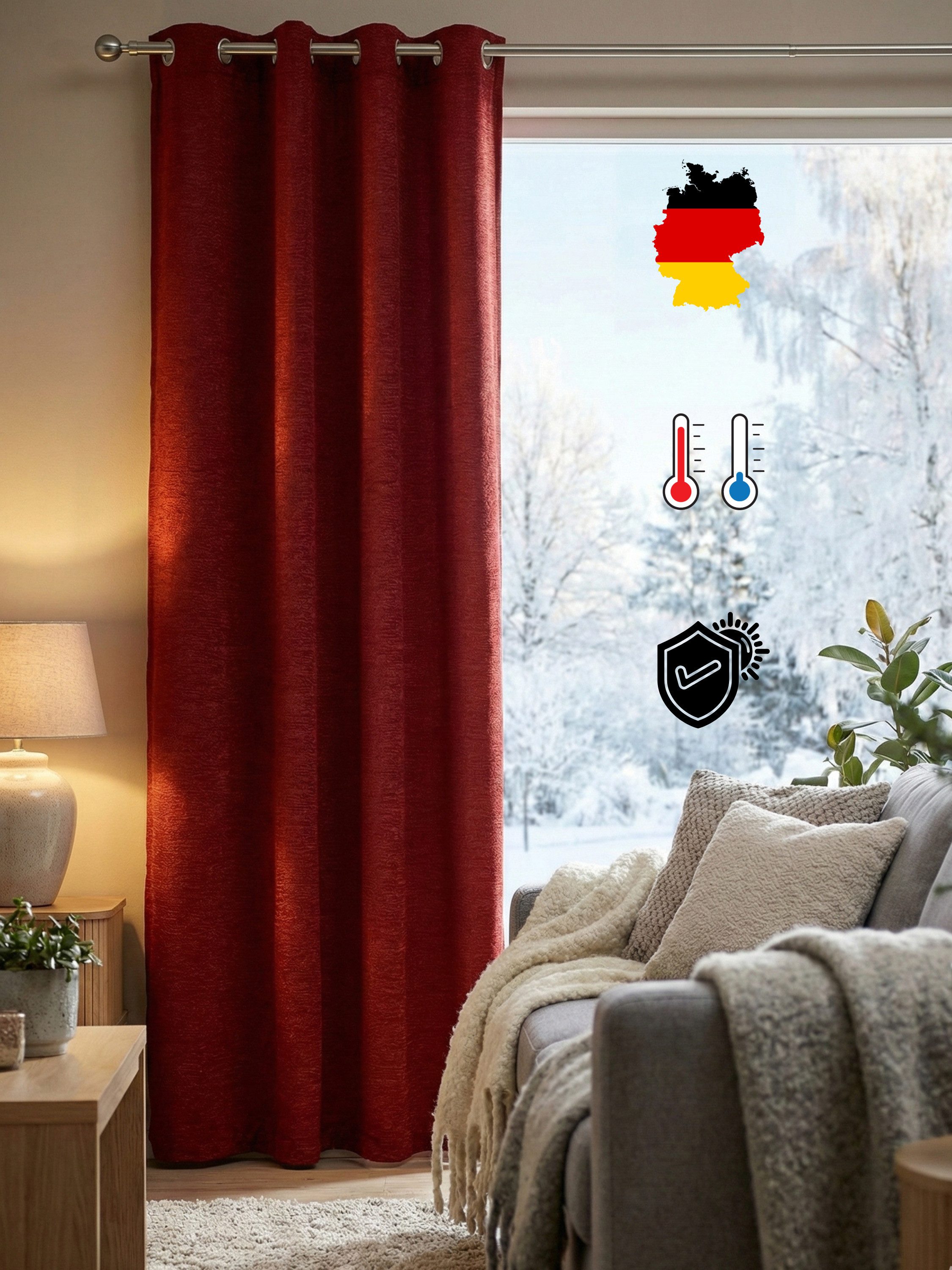 Wirth Vorhang Trondheim B (1 St), Ösen, blickdicht, Chenille