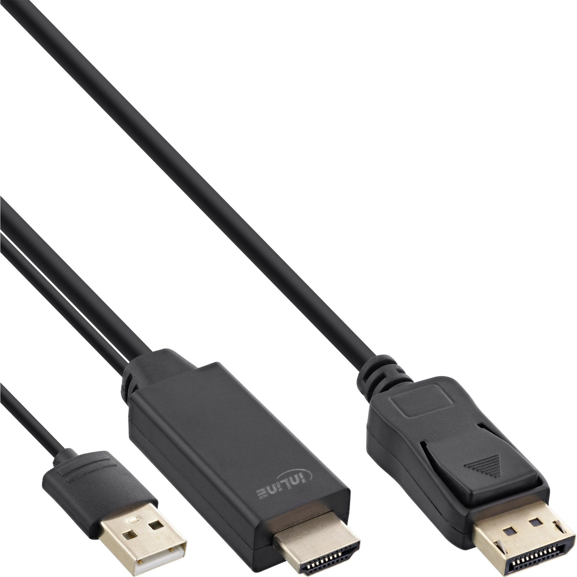 InLine® HDMI zu DisplayPort Konverter Kabel, 4K/30Hz, schwarz, 3m HDMI-Kabel