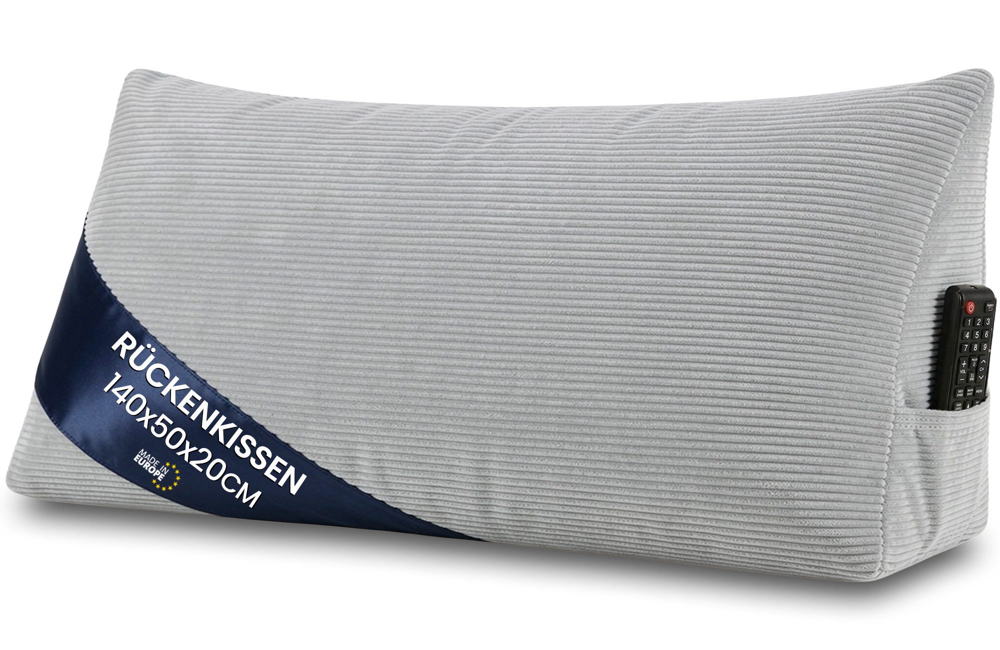 Amazinggirl Rückenkissen Keilkissen Cord Kissen 70x40 cm - Lesekissen für Bett Sofa und Couch