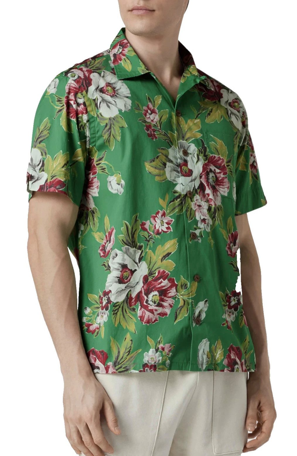Ralph Lauren Kurzarmhemd Herren Floral Grün Hawaiihemd Sommer Loose Fit