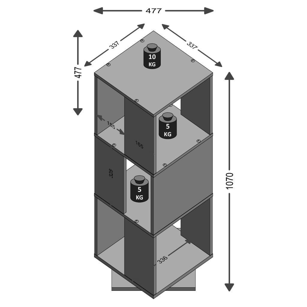 FMD Aktenschrank cm Offene Aktenschrank Weiß 34×34×108 Drehbarer (1-St) Fächer