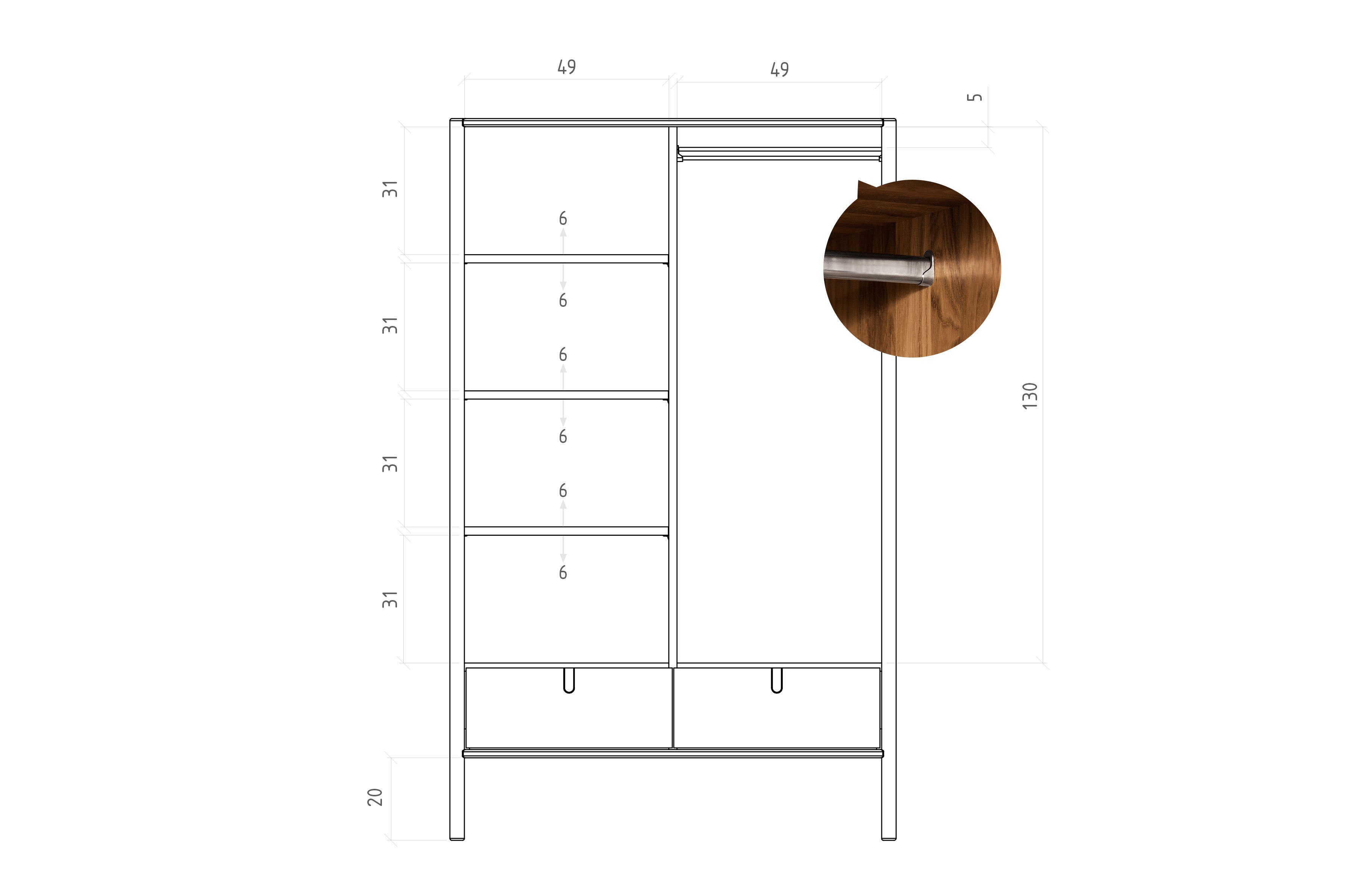 Naturgeölt Kleiderschrank aus byoak POLA Massivholz,