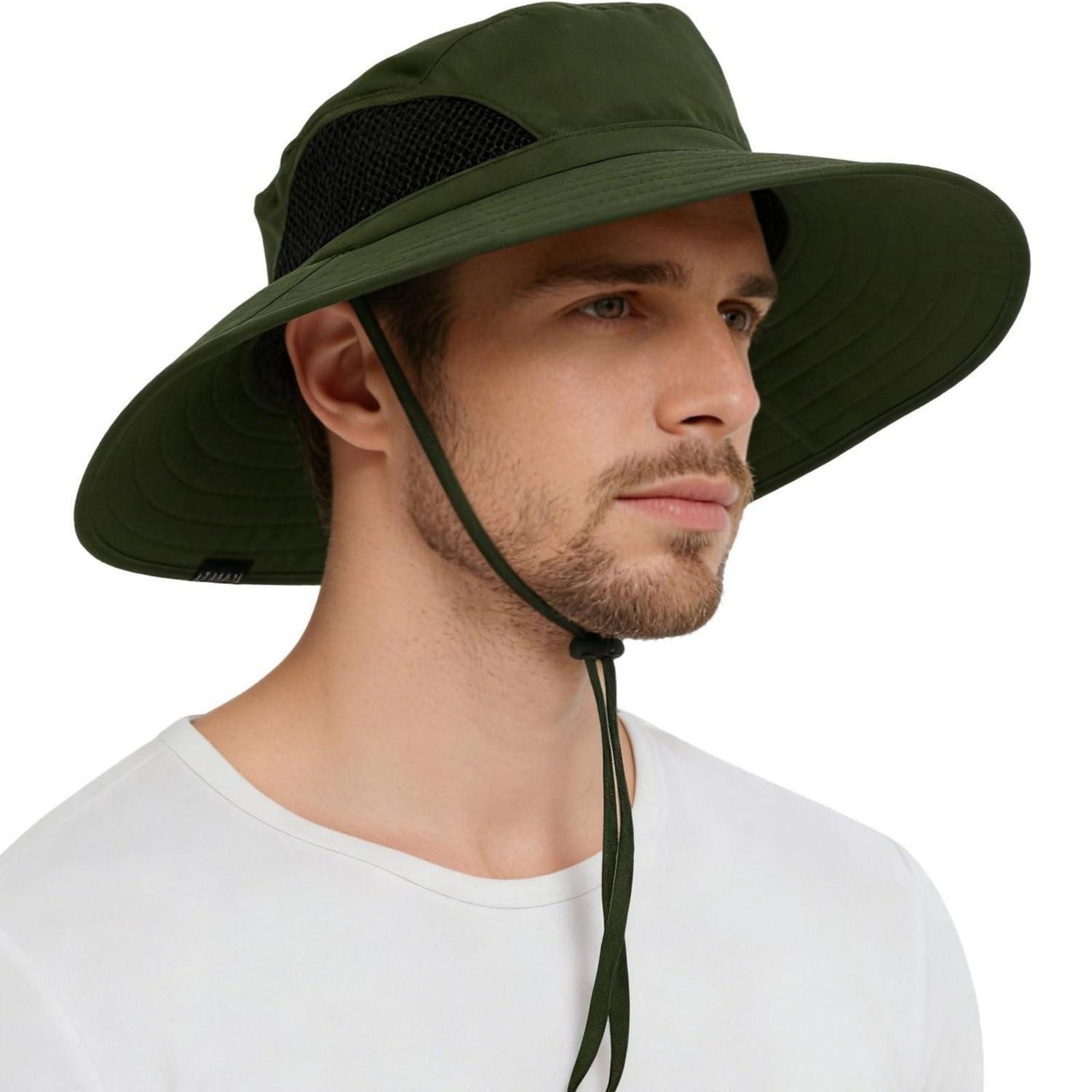 LuxusKollektion Sonnenhut Sonnenhut Herren Damen UPF50 faltbar Krempe atmungsaktiv 01 Armeegrün
