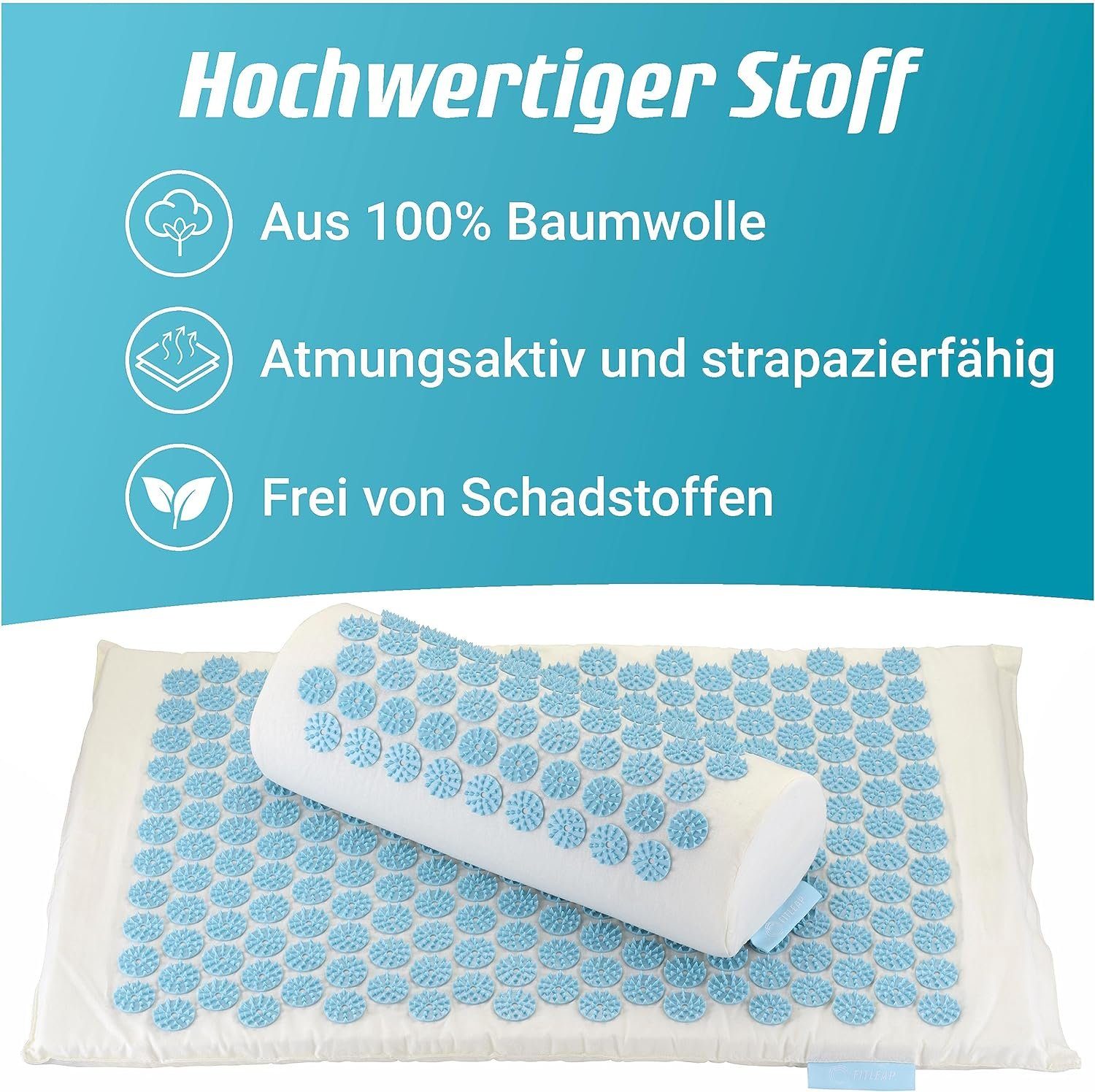 Fitleap Akupressurmatte Set mit Kissen, Massage-Matte zur wohltuenden Entspannung und Stimula…