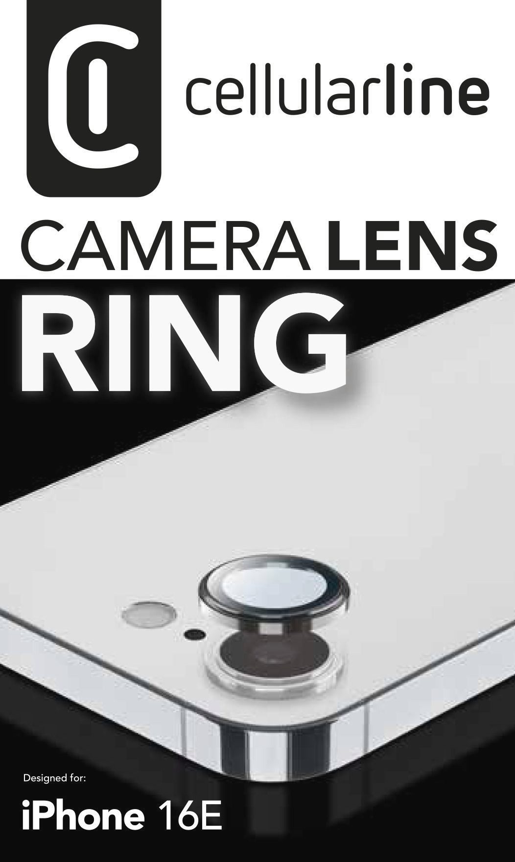 Cellularline Kameraschutzglas Camera Lens Ring für Apple iPhone 16e für Apple iPhone 16e, Linsenschutzglas, Kameraglas, Lens Cover, kratz- & stoßfest