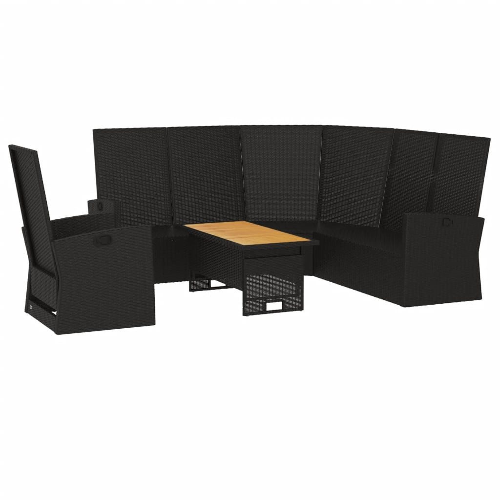vidaXL Gartenlounge-Set 3-tlg. Garten-Lounge-Set mit Kissen Schwarz Poly Rattan, (3-tlg)