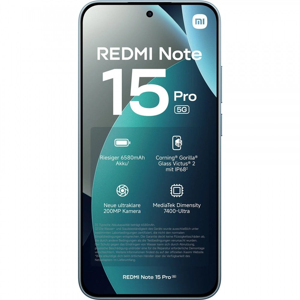 Xiaomi Redmi Note 15 Pro 5G 256 GB / 8 GB - Smartphone - glacier blue Smartphone (6,83 Zoll, 256 GB Speicherplatz) blau