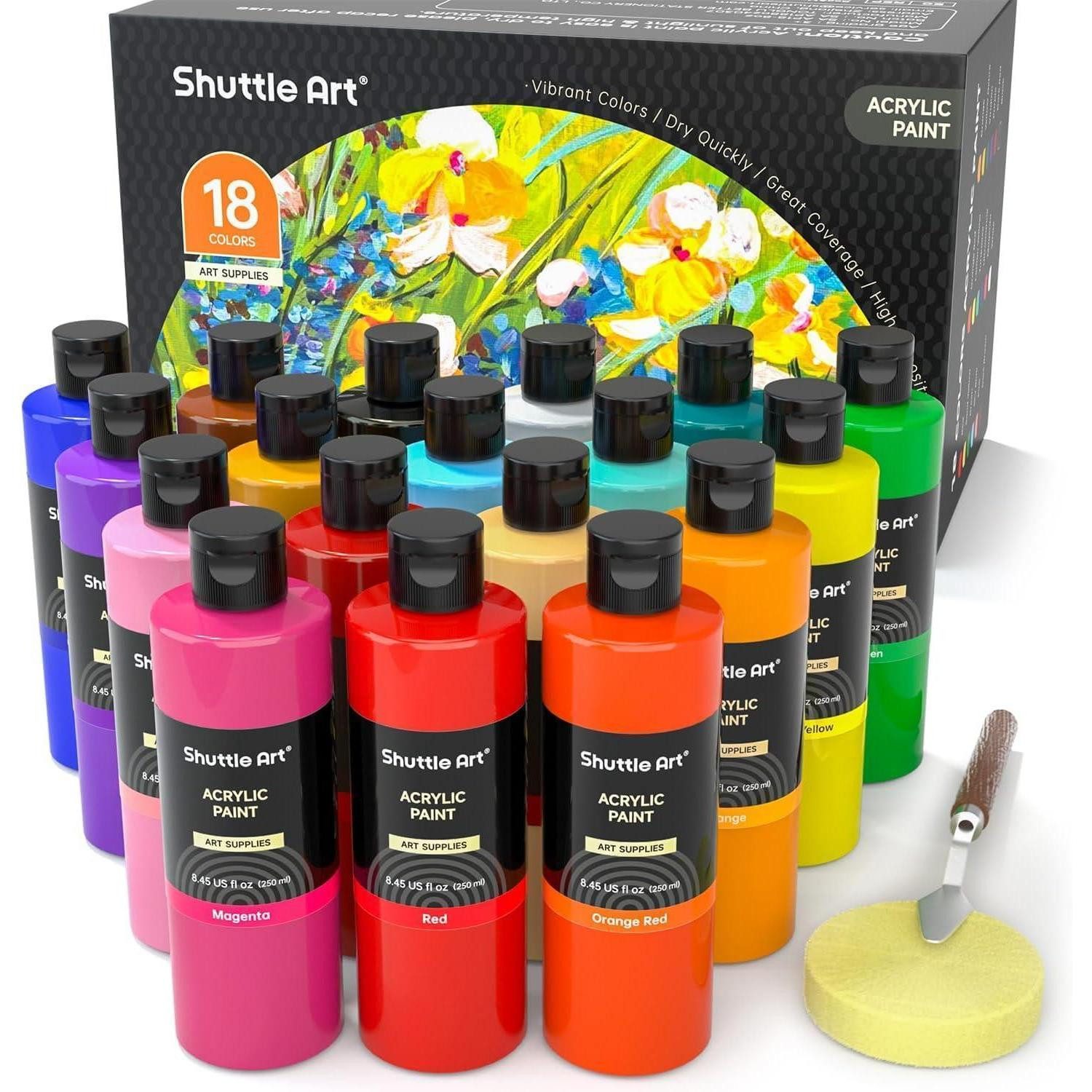 LuxusKollektion Künstlerstift Acrylfarben Set 18 Farben 250ml Hochpigmentierte Künstlerfarben