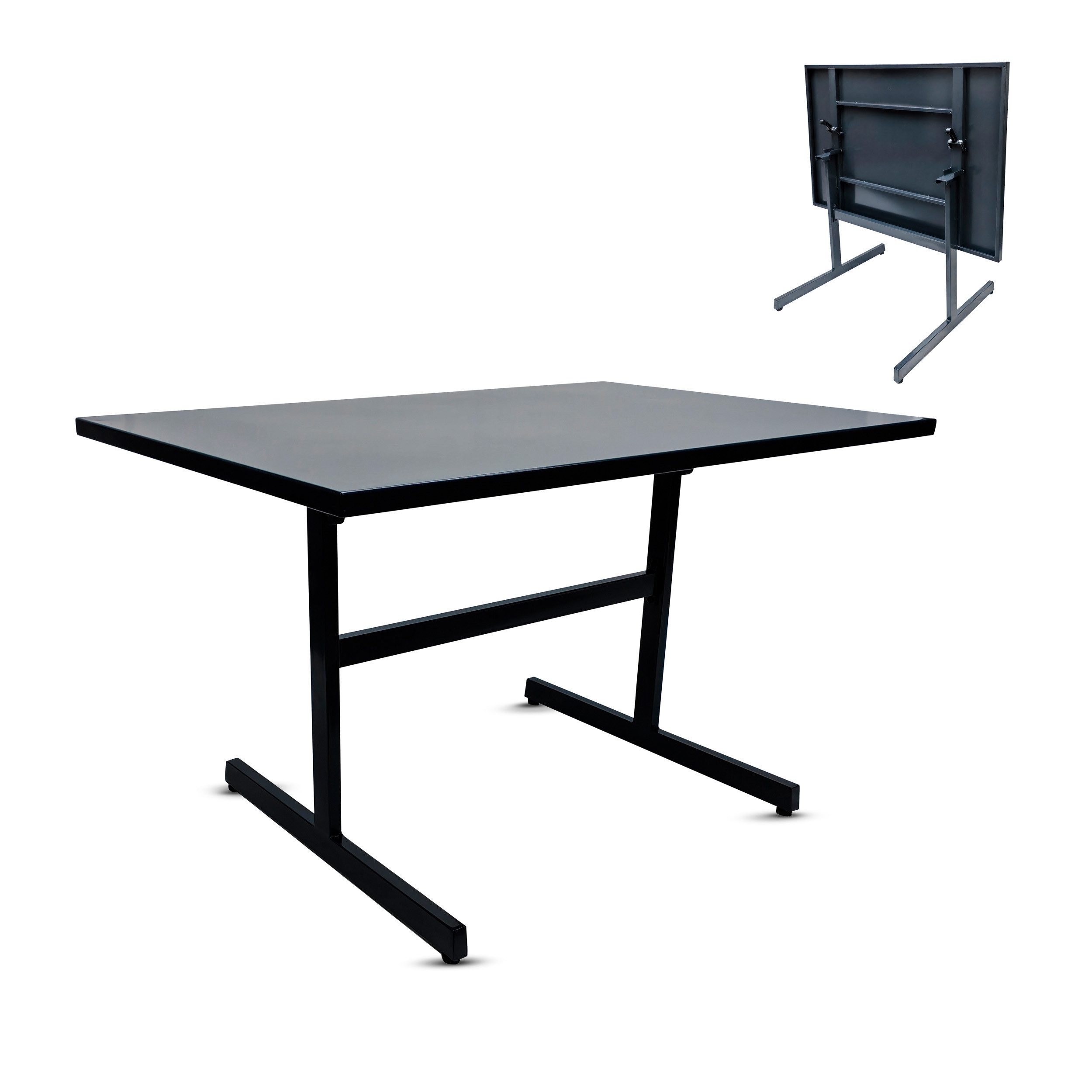 KHG Gartentisch Gartentisch klappbar Anthrazit für 6 Personen (Klapptisch aus Stahl-Gestell, Tischplatte mit E-Coating-Beschichtung, wetterfest UV-beständig, 80x74x120 cm), klappbar, wetterfest