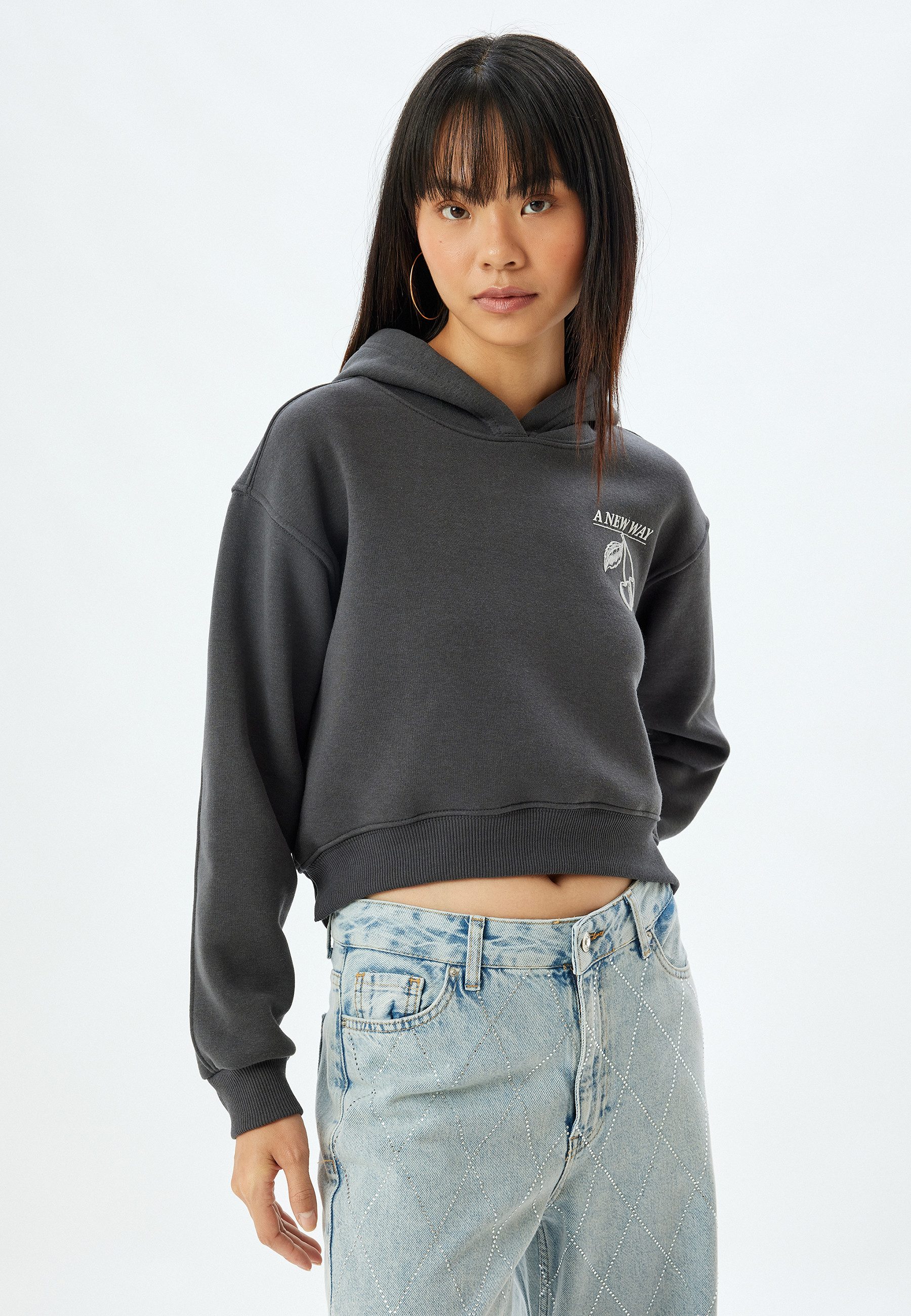 Koton Kapuzensweatshirt Kapuzenkragen Mit Aufdruck