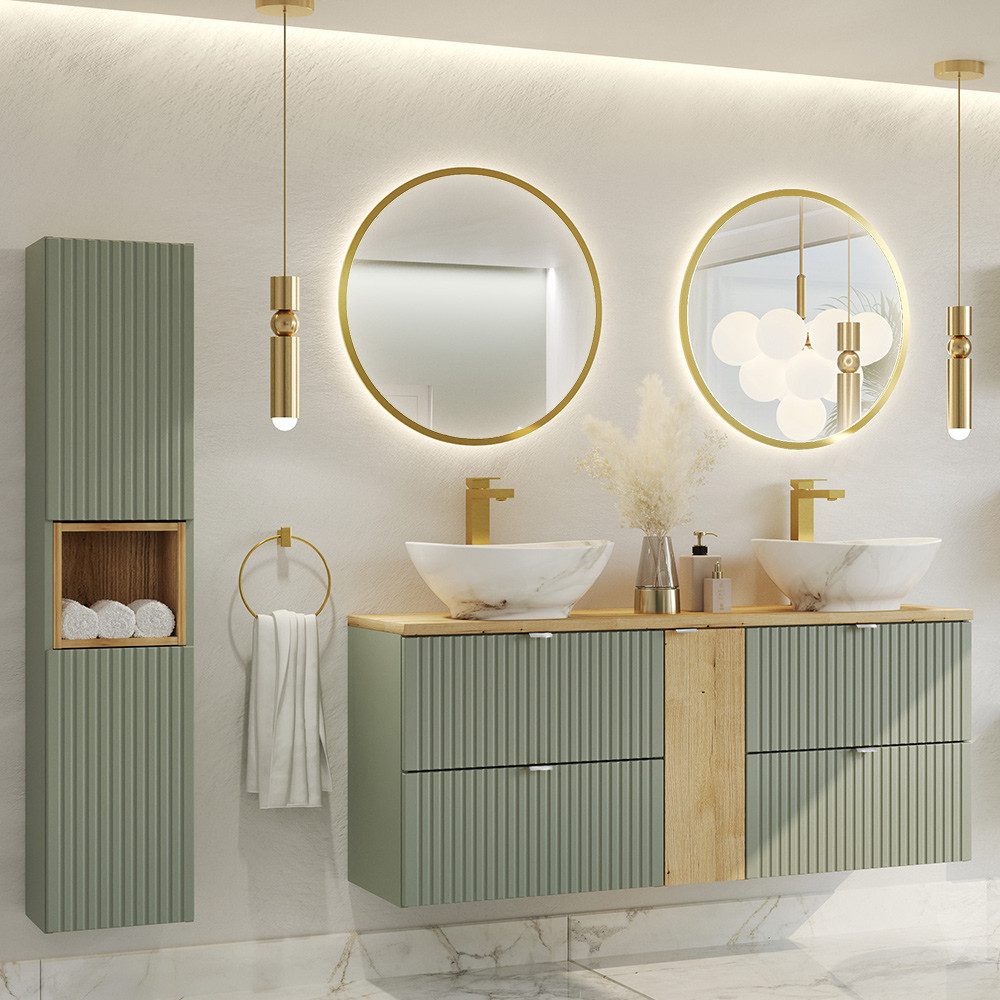 Lomadox Badmöbel-Set NEWPORT-56-GREEN, (Spar-Set, 4-St., Hochschrank Regale günstig online kaufen