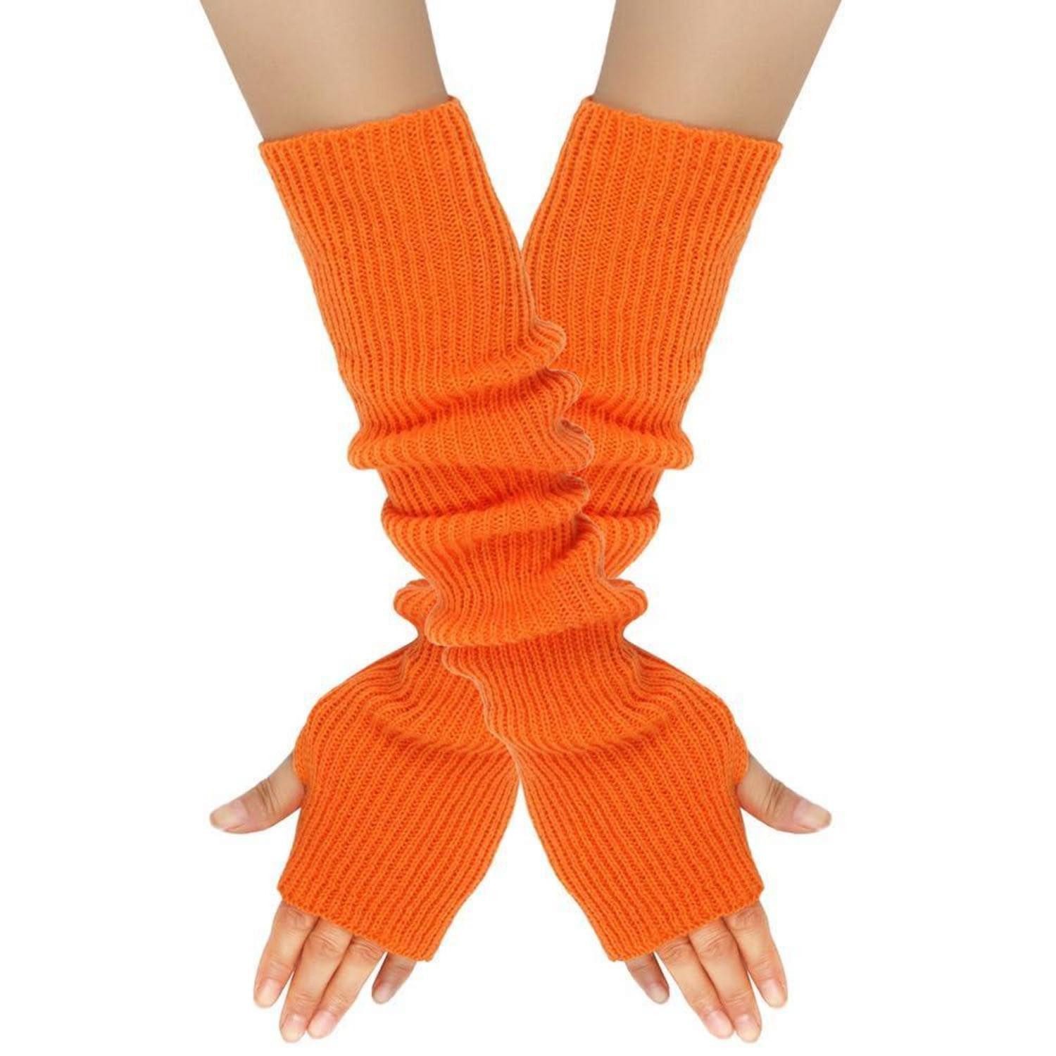 LuxusKollektion Strickhandschuhe Lange Strickhandschuhe Damen Orange (1-St)