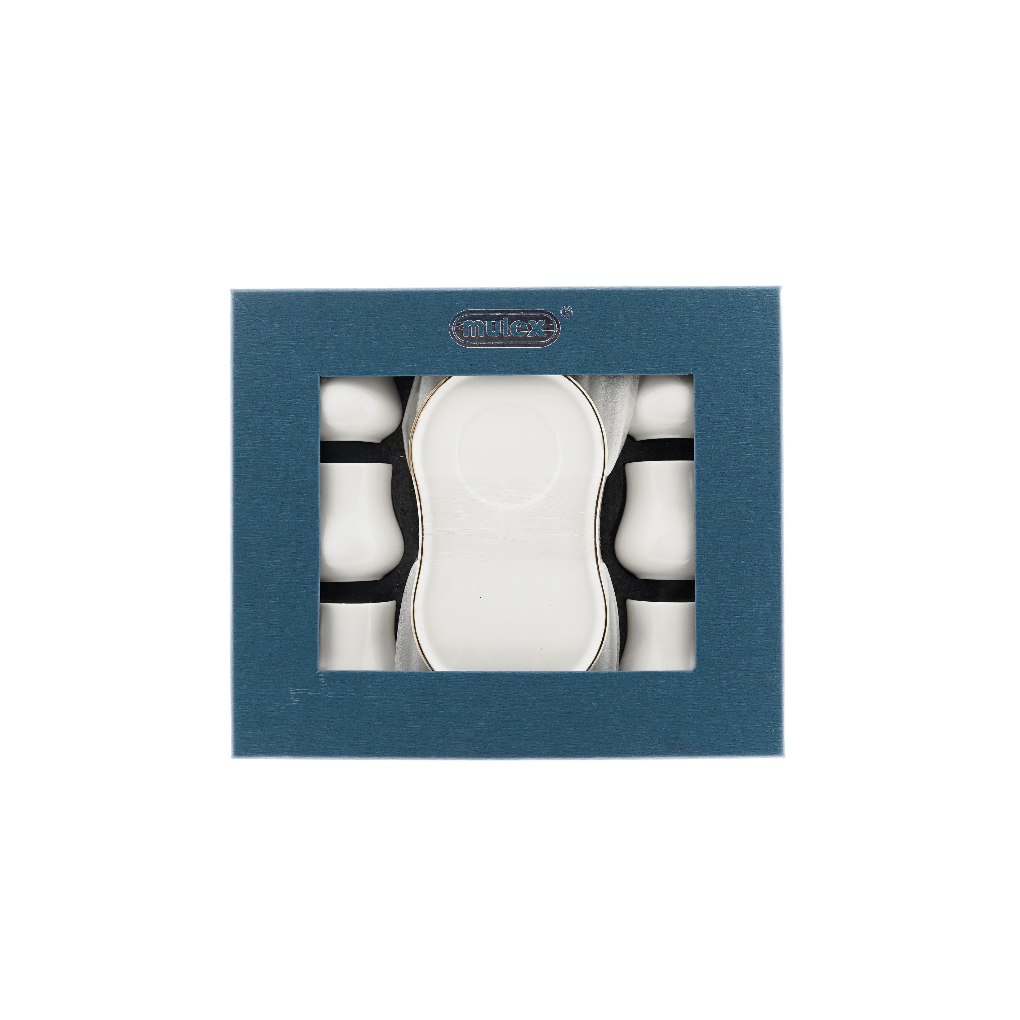 Mulex Kaffeeservice 12-teiliges Mokkatassen-Set aus Porzellan - 100 ml, Weiß/Gold (12-tlg), 6 Personen, Porzellan, 6x Mokkatassen, 6x Untertassen – Bild 4 von 4