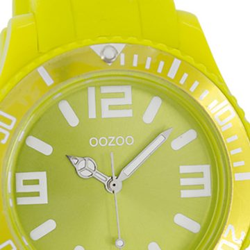 OOZOO Quarzuhr Oozoo Unisex Armbanduhr Vintage Series, Damen, Herrenuhr rund, groß (ca. 43mm) Silikonarmband gelb