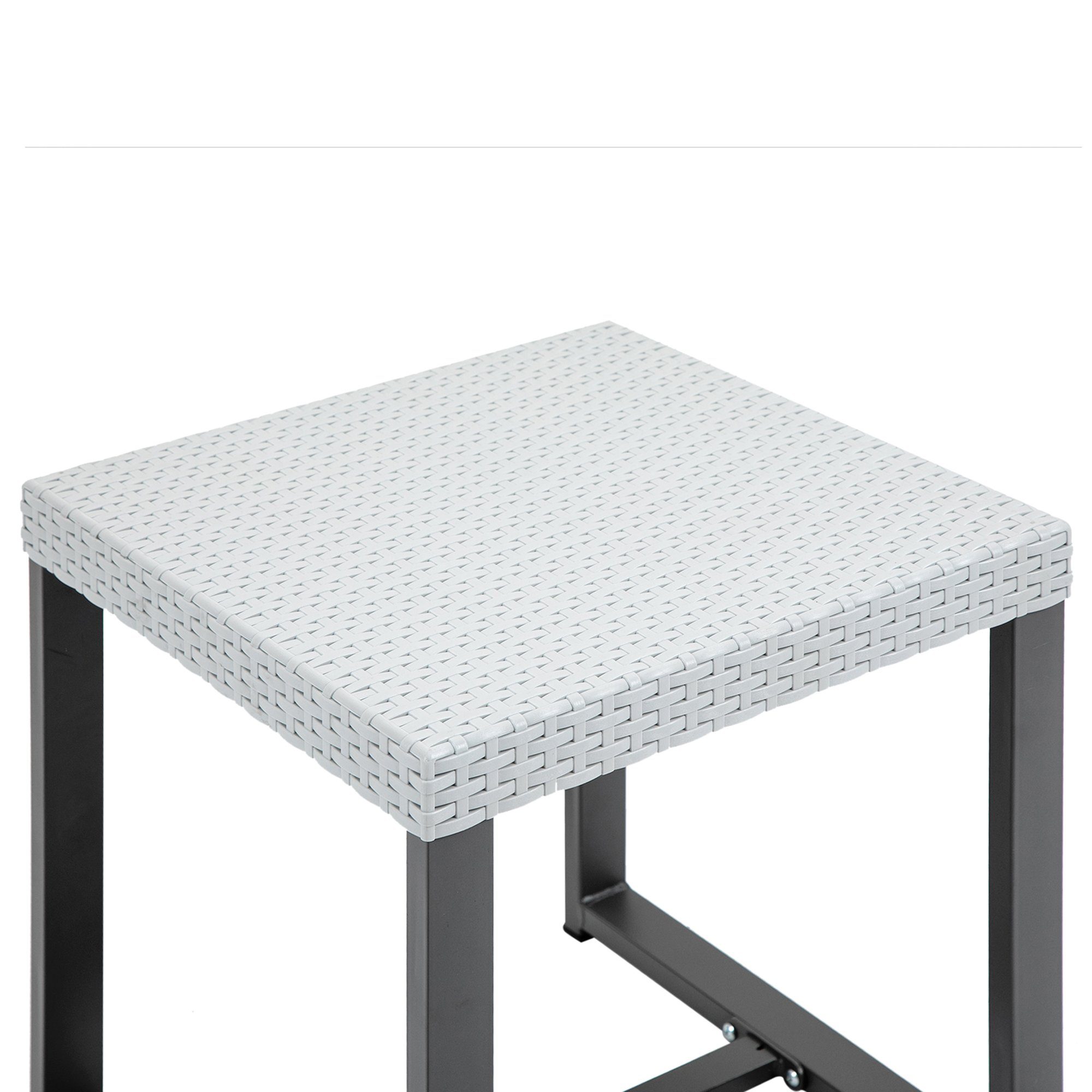 Outsunny Sitzgruppe Sitzgruppe mit Beistelltisch Gartenset Sitzgarnitur mit Sitzkissen, (Gartensitzgruppe, 3-tlg., Balkonmöbel), Stahl Schwarz+Grau