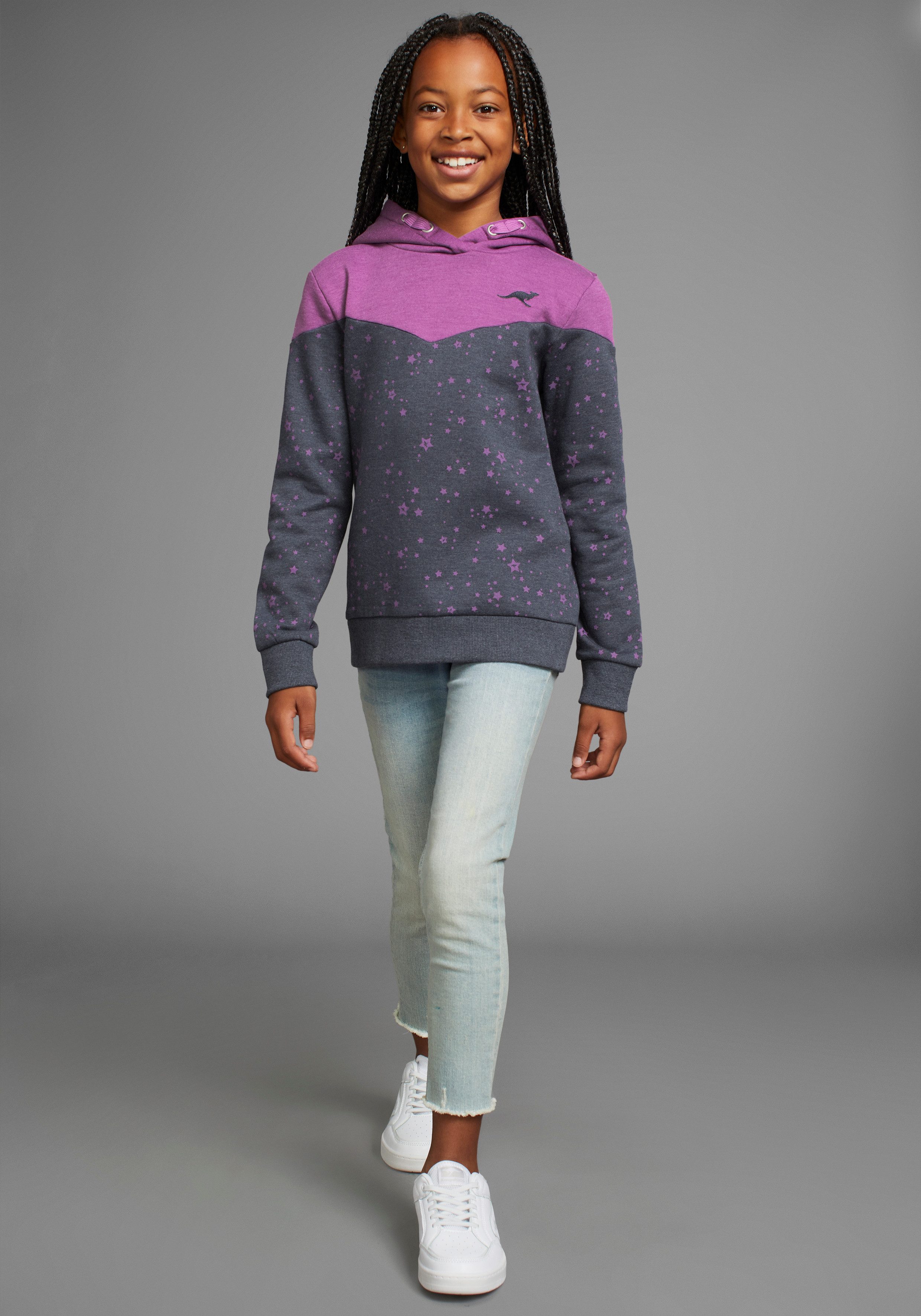 KangaROOS Kapuzensweatshirt mit süßem allover Druck, Hoodie für Mädchen – Bild 4 von 5