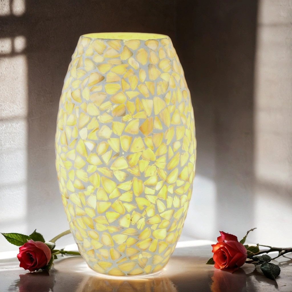 Marrakesch Orient & Mediterran Interior Nachttischlampe 2er Set Boho Deko tischlampe Nachtischlampe aus Glas Mosaik Tiaga -2-, Handarbeit