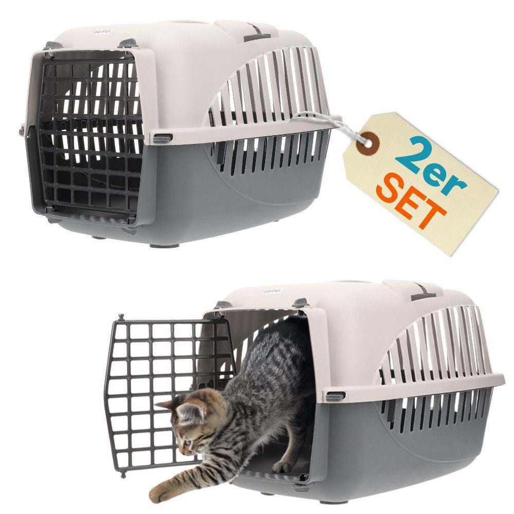 GarPet Tiertransportbox 2er Set Katzentransportbox Hundebox Auto Rückbank Katzen Transportbox von GarPet