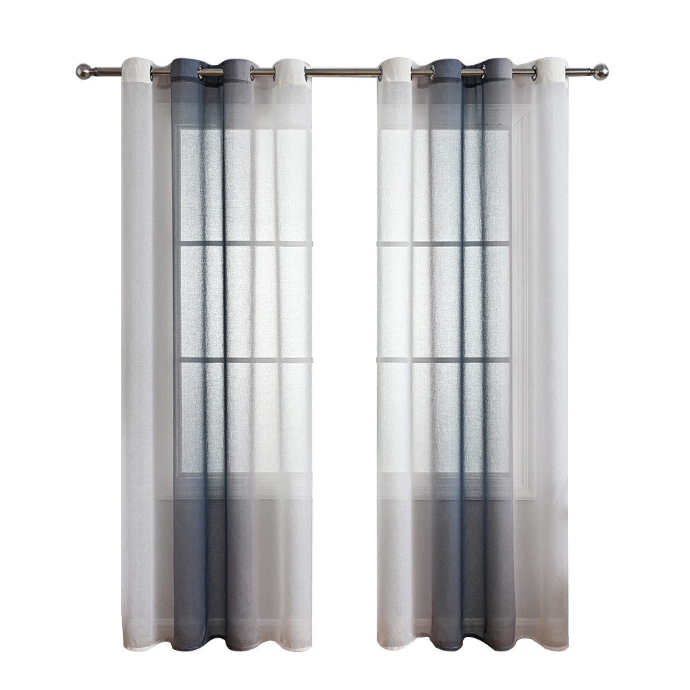 NUODWELL Gardine 2er Set Voile Vorhänge, Gardinen Gestreift Lichtdurchlässi günstig online kaufen