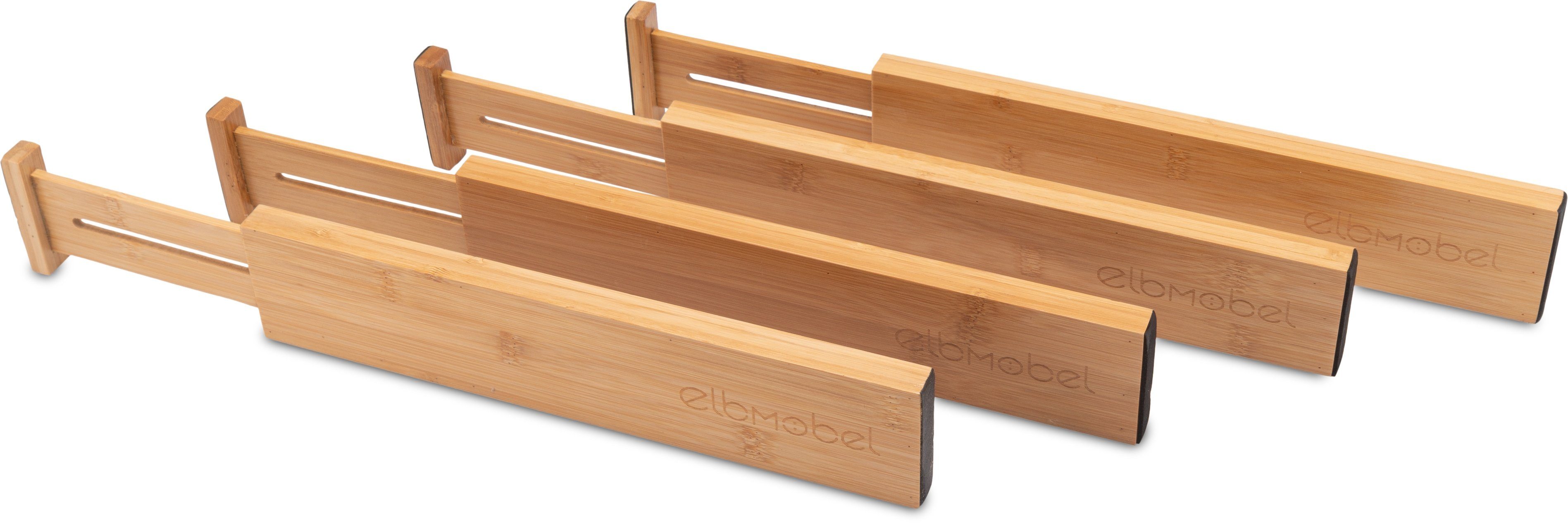 【Klassisch】 elbmöbel Schubladeneinsatz Schubladen Ordnungssystem: verstellbare Holz 4er 33 Bambus Set verstellbar St., 45 er (4 Organizer cm 4 Pack Schubladentrenner cm bis schubladeneinsatz), von