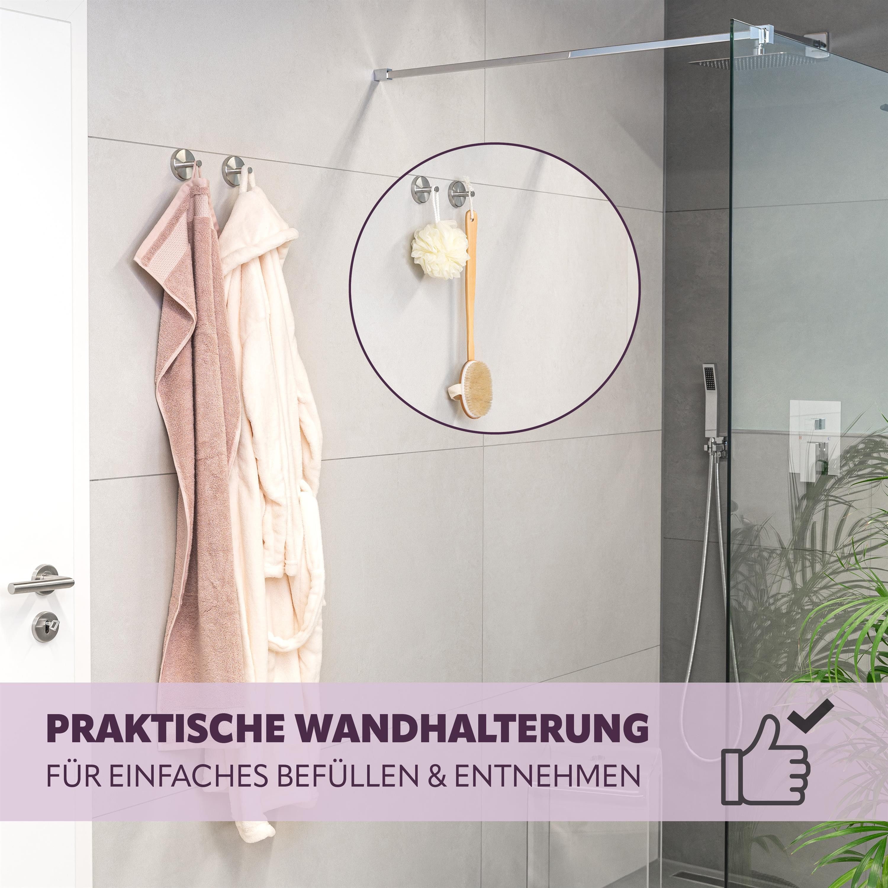 bremermann Handtuchhaken Bad-Serie PIAZZA - Handtuchhaken 2er-Set aus Edelstahl inkl. Klebeset, Badezimmer, Küche, (Set, 2-St), Edelstahl, matt