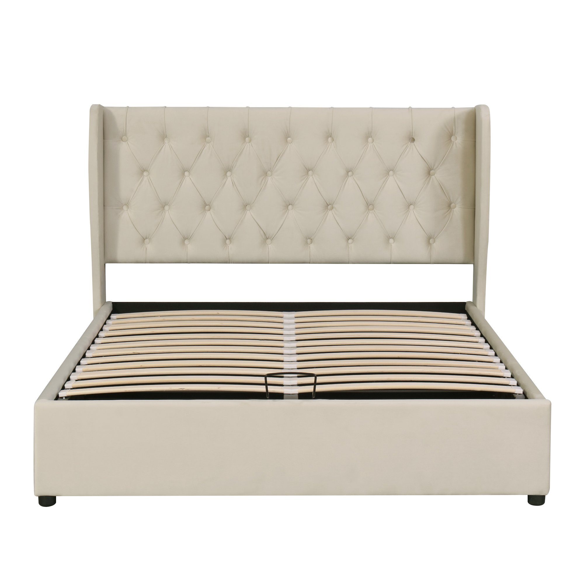 Boxspringbett (Doppelbett Funktionsbett mit Bettkasten und Lattenrost), Polsterbett 180x200 cm Hydraulisches Bett, Samt, Gepolstertes Kopfteil