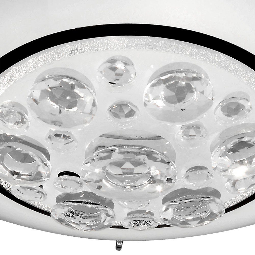 Lampe Kristalle LED Glas rund Lampenschirm Leuchte Deckenleuchte, Watt 8 Decken Warmweiß, inklusive, klar LED etc-shop Leuchtmittel