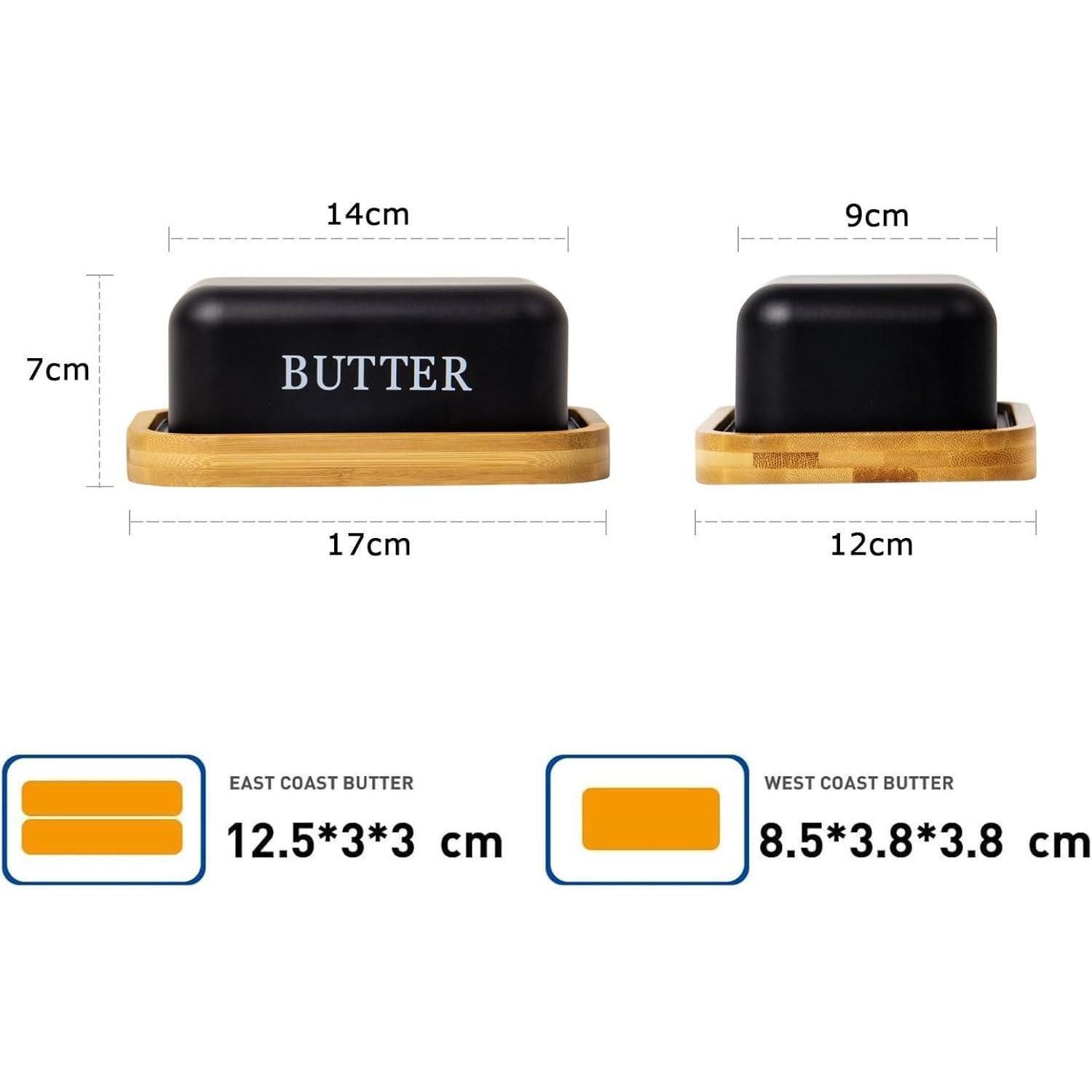 LuxusKollektion Butterdose Butterdose mit Bambusdeckel für 250 g Butter, Edelstahl Butter Dish in