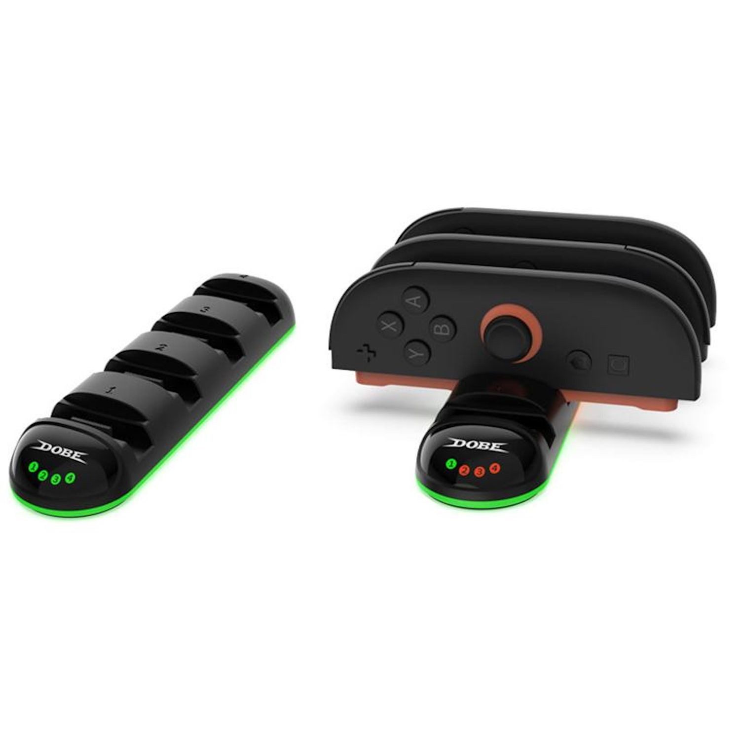 Wigento Für Nintendo Switch 2 Controller Griff 4-in-1 Ladestation LED Schwarz Stromadapter