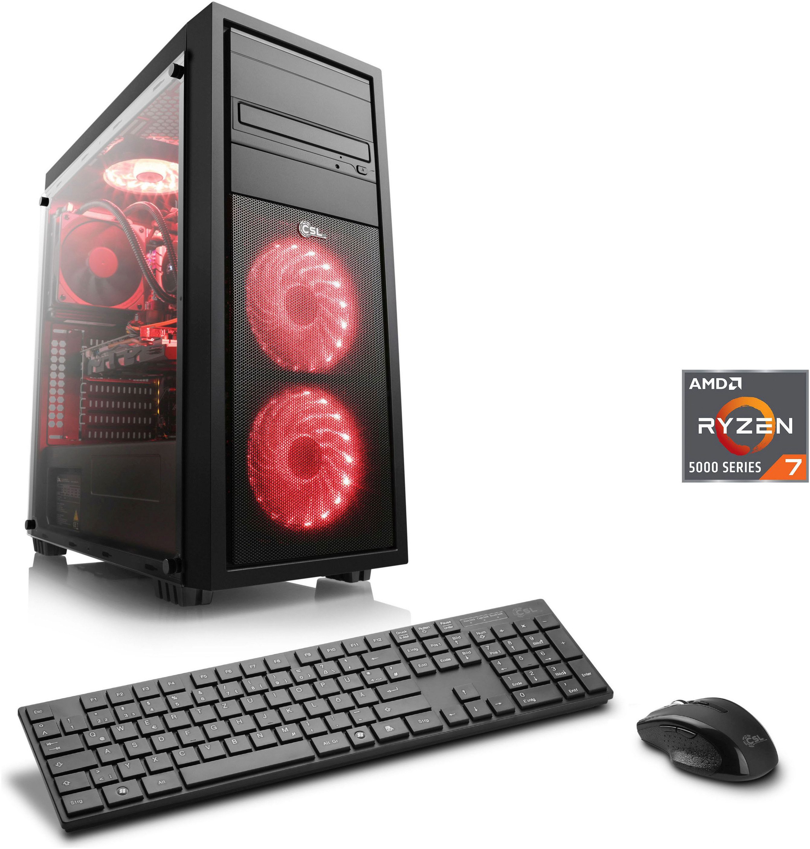 CSL HydroX V28340 Gaming-PC (AMD Ryzen 7 5800X, GeForce RTX 3050, 32 GB RAM, 4000 GB HDD, 2000 GB SSD, Wasserkühlung)