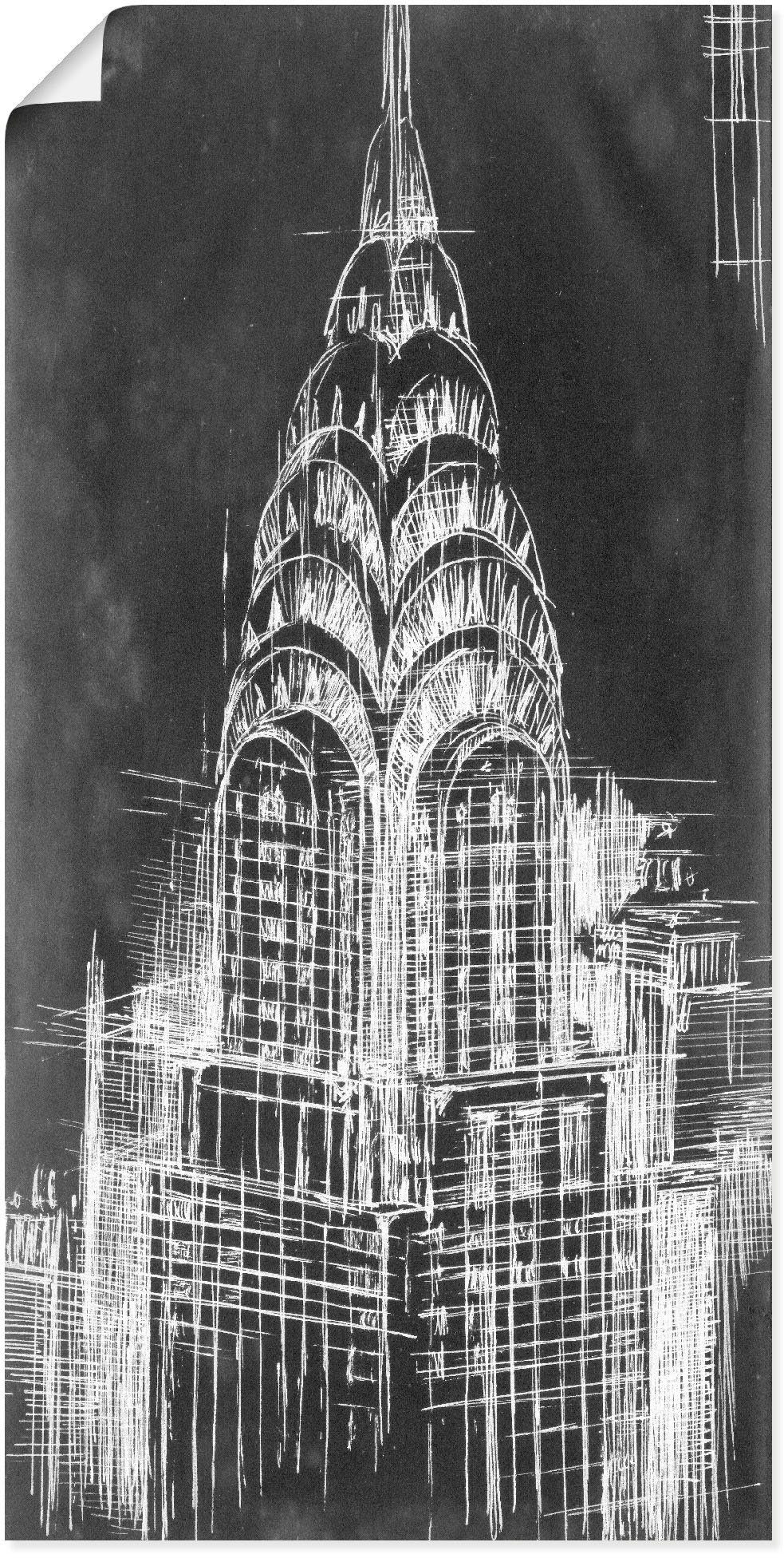 Artland Wandbild Chrysler Poster Größen Gebäude als St), oder Alubild, Leinwandbild, in (1 Wandaufkleber Entwurf, versch