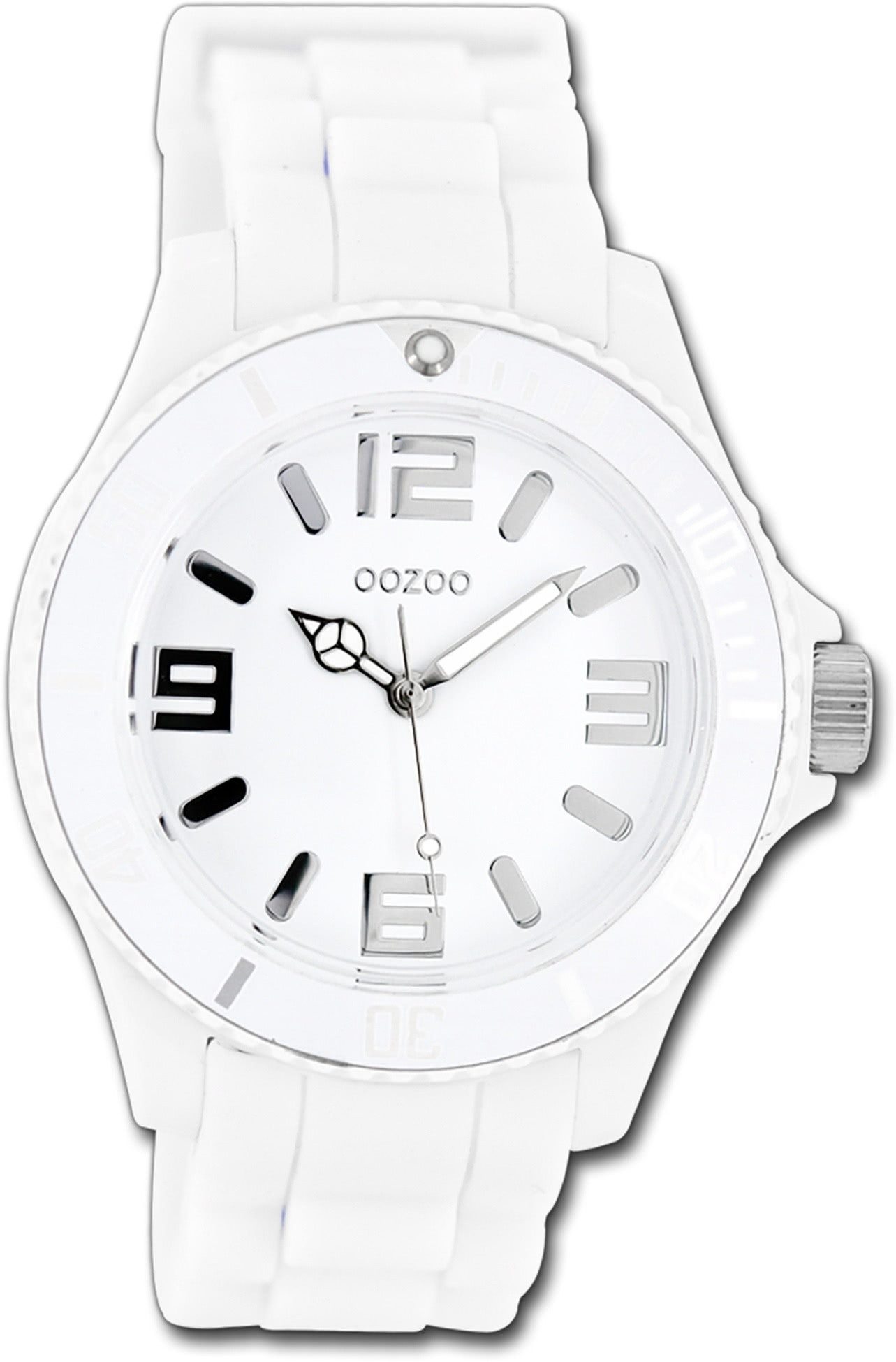 OOZOO Quarzuhr Oozoo Unisex Armbanduhr Vintage Series, (Analoguhr), Damen, Herrenuhr Silikonarmband weiß, rundes Gehäuse, groß (ca. 43mm)