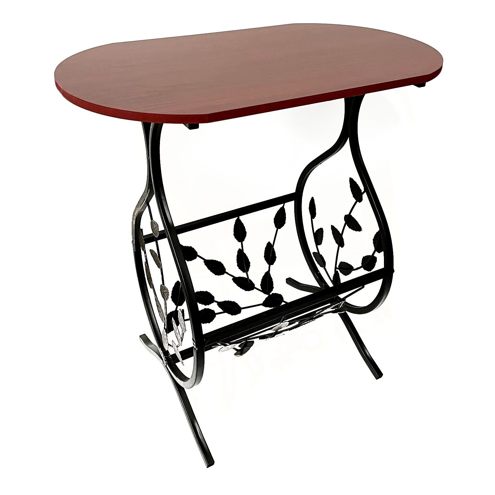 HAC24 Beistelltisch Holztisch Zeitungsständer Tisch Couchtisch Wohnzimmertisch (1-St), Holz Platte mit Metall Gestell