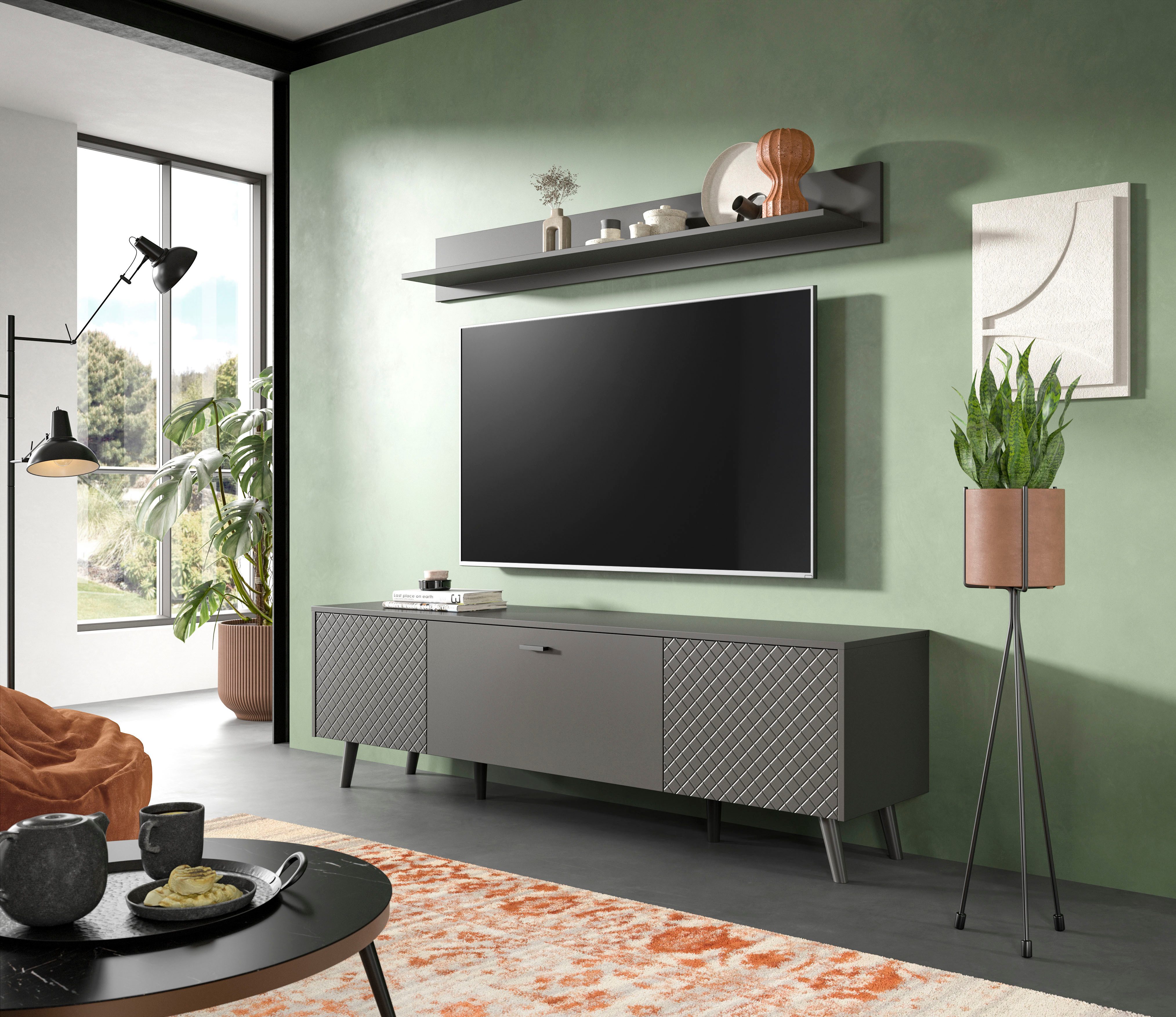 Home affaire Wandboard RHOMBUS, Breite 160 cm, 1-tlg., Wandregal, Wandboard, Wohnzimer, Esszimmer